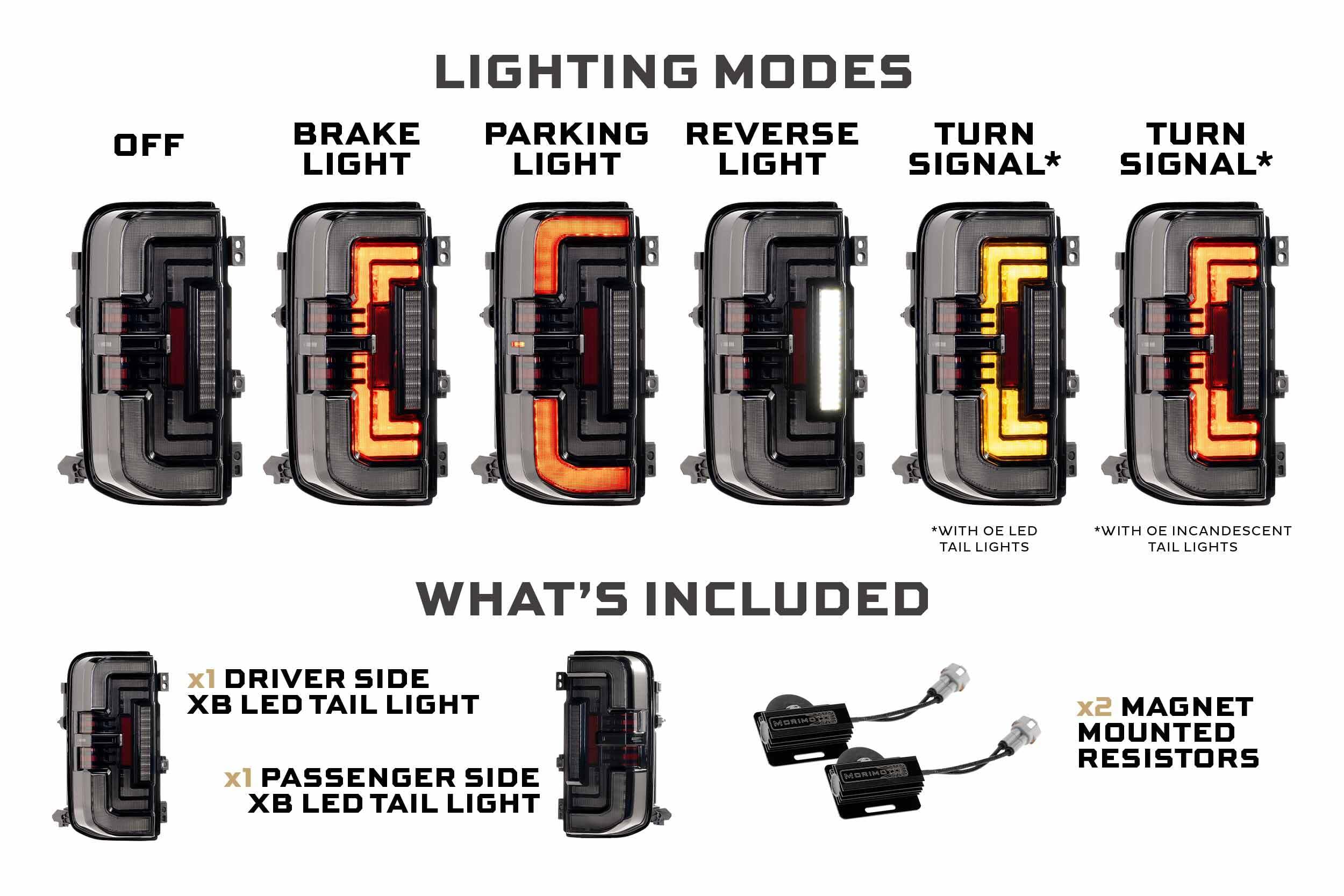 Smoked Morimoto XB LED Taillights for Ford Bronco 21+ (LF750)