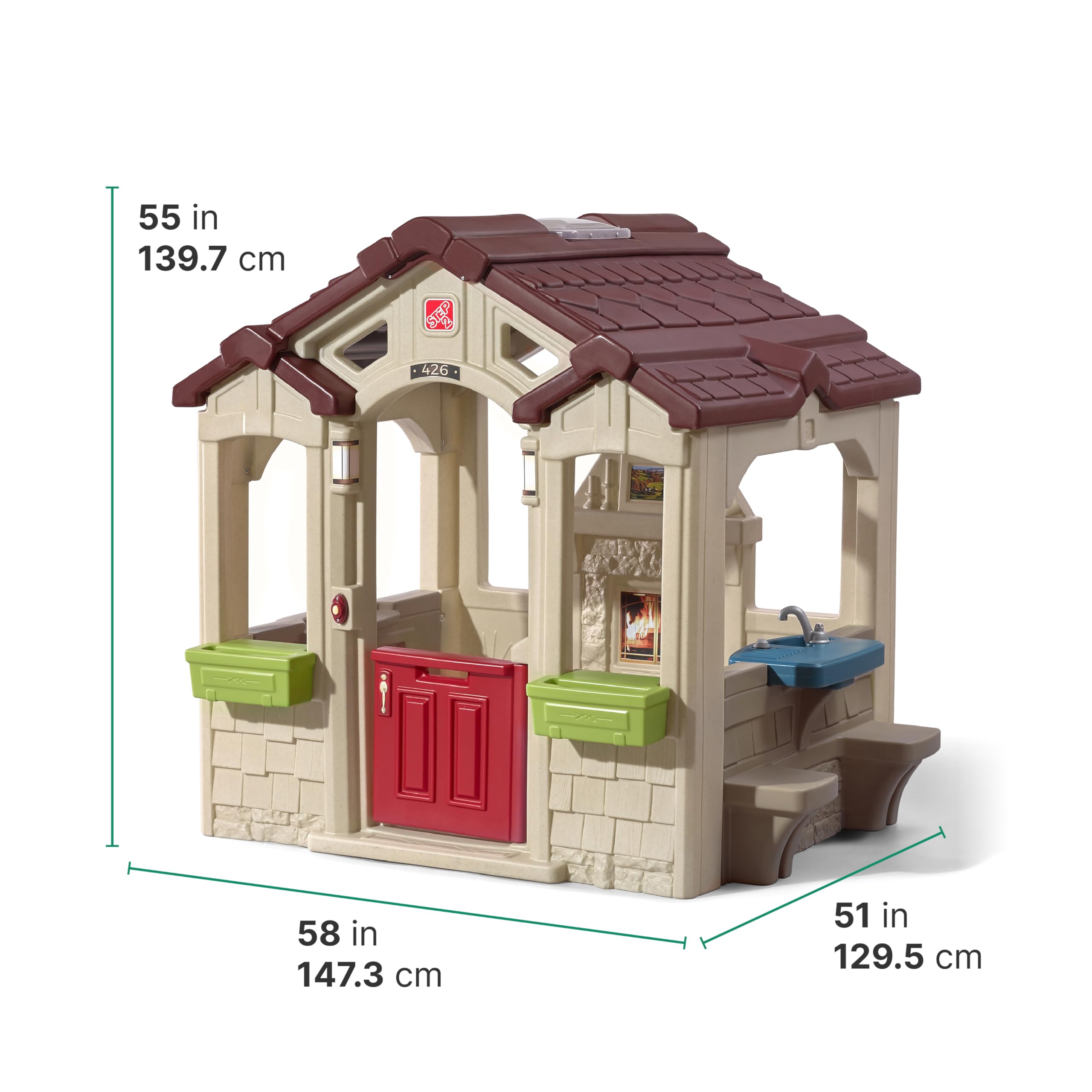 Step2 Kids Charming Cottage Playhouse, Indoor and Outdoor Clubhouse Playset, Interactive Sounds, Toddlers 2+ Years Old, Easy to Assemble