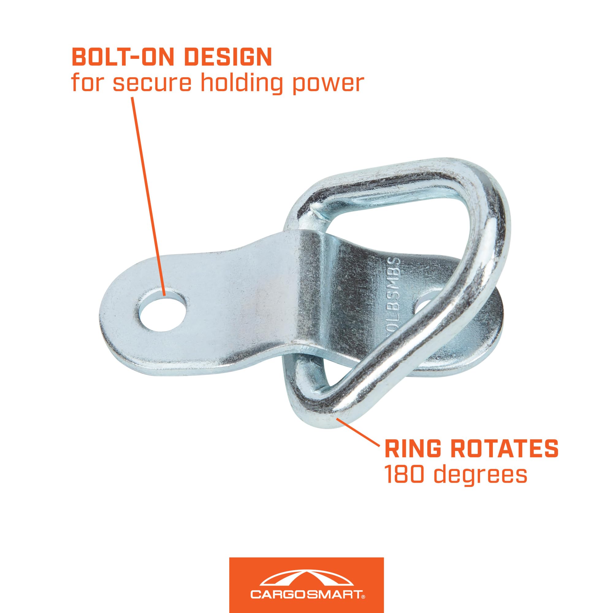 D-Ring Light Duty Bolt On, 1/4" Diameter, 1" x 1 1/4" 1,200 lb 4 Pk