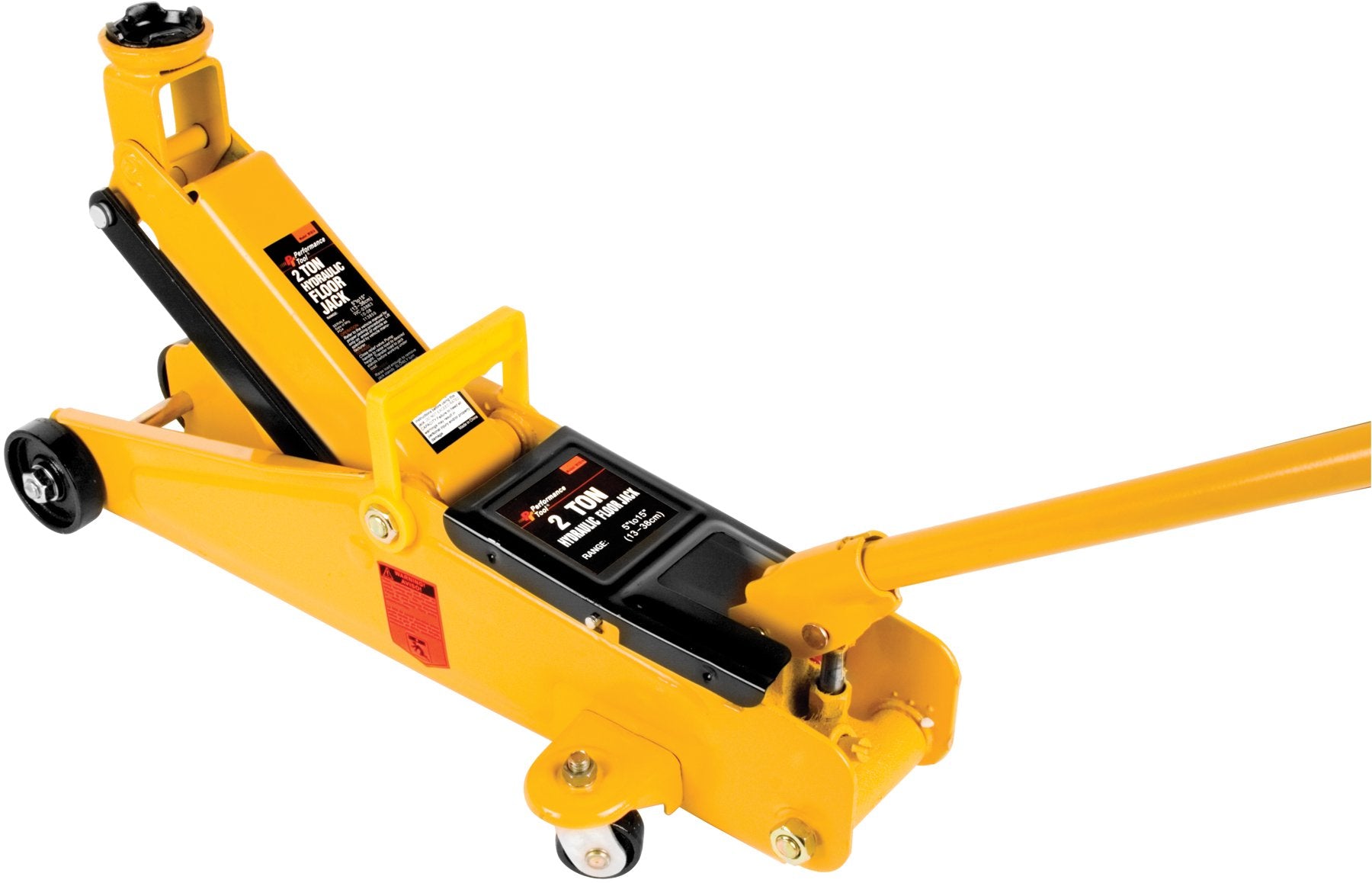 2 Ton Performance Tool W1614 Capacity Floor Jack Made With Heavy Duty Steel And Swivel Rear Casters
