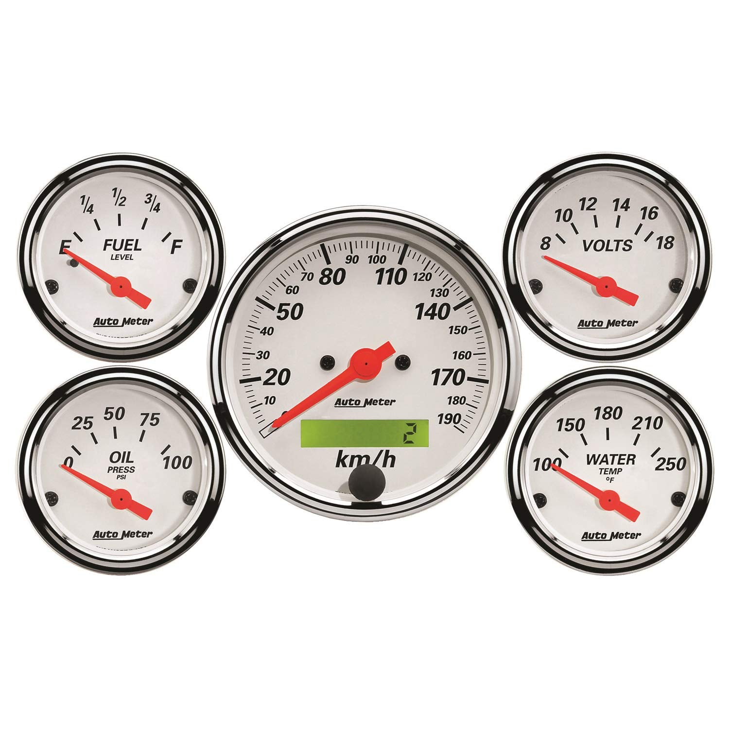 Arctic White Auto Meter 1302-M Street Rod Kit