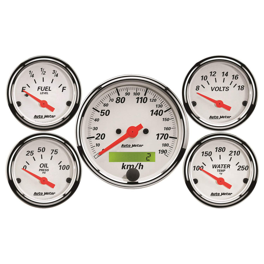 Arctic White Auto Meter 1302-M Street Rod Kit