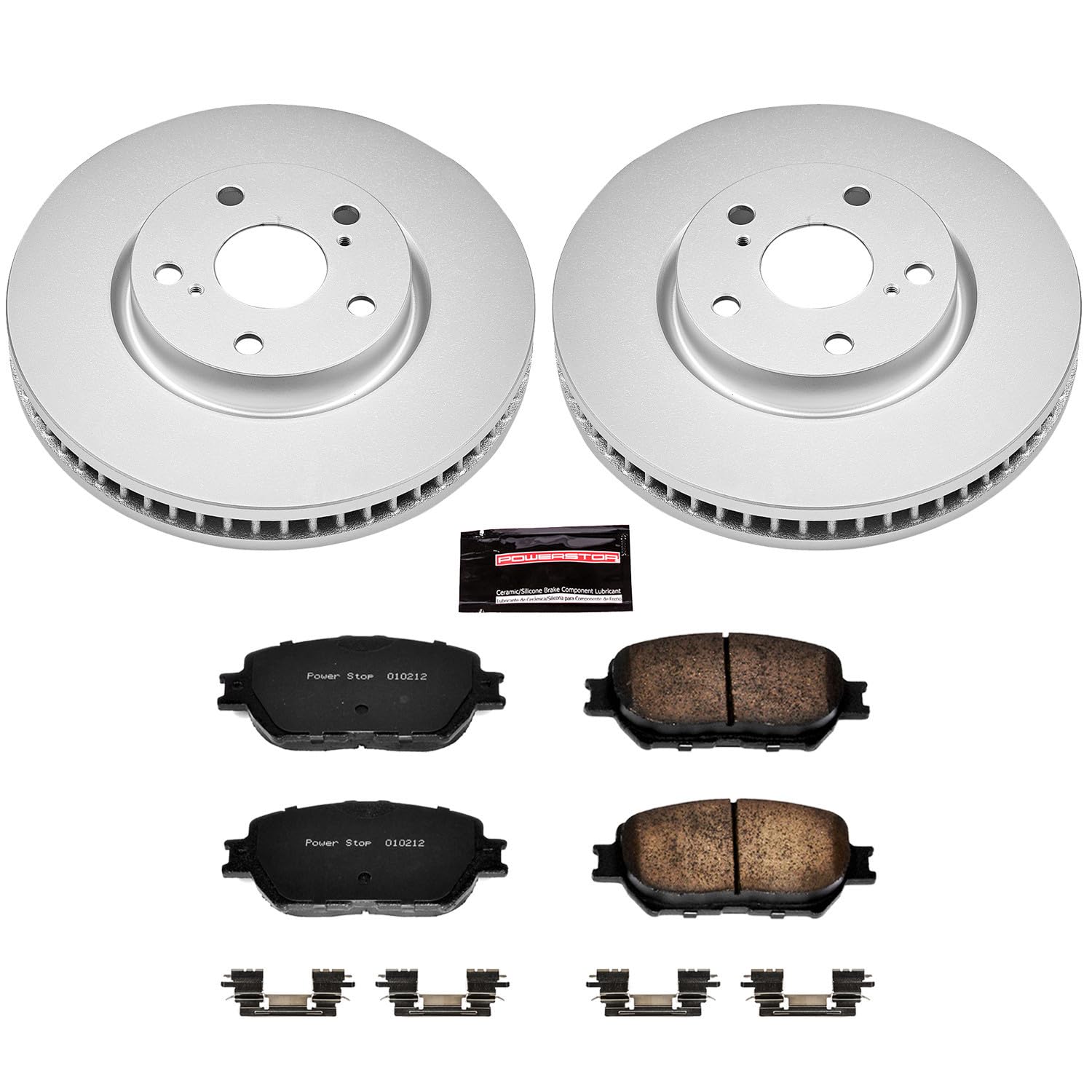 Power Stop CRK5272 Brake Rotor Coated & Ceramic Brake Pads- front For Lexus GS300 2006, Lexus IS250 2009-2015 [Model Specific]