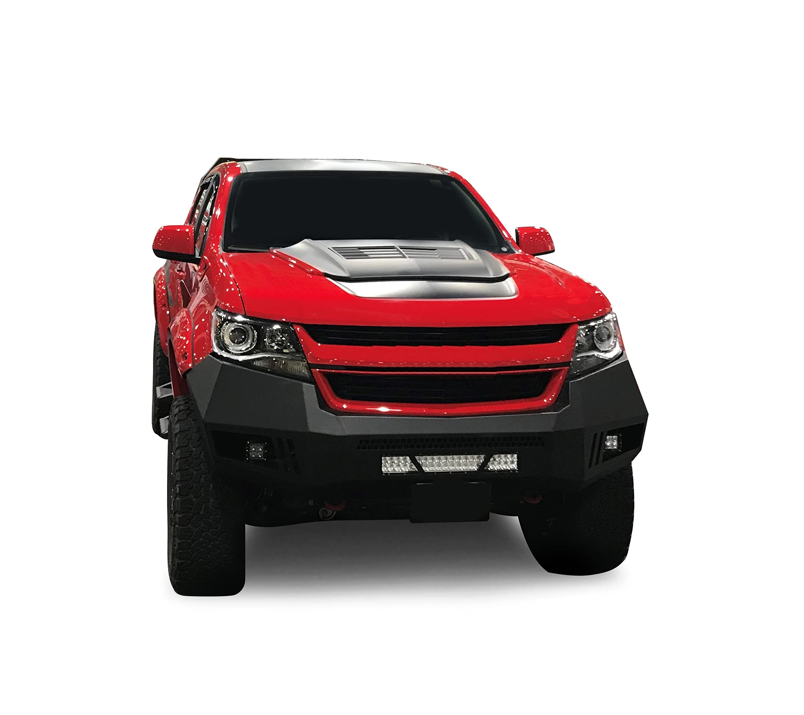 Black Horse Armour Front Heavy Duty Bumper w/ 20in LED Light Bar, 2 sets of 4in cube lights Armour I Front Bumper Matte Black Compatible with 15-20 Chevrolet Colorado (Excludes ZR2 model)-AFB-CO15-KIT