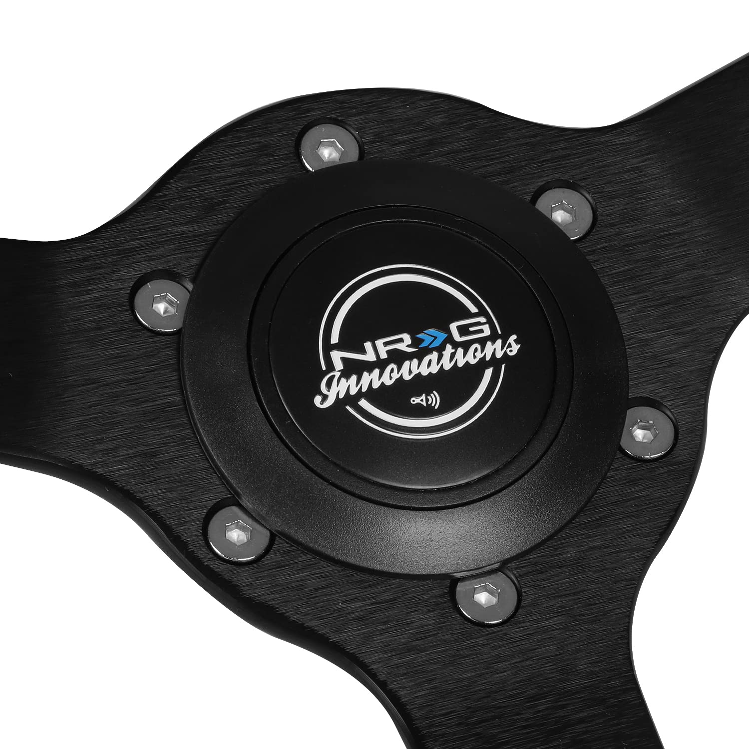 NRG Innovations Reinforced NRG-RST-380STL-B Classic Stealth Wheel, 380mm, 3 Spoke Center with Diagnal Slits, 1" Deep Dish with Perforated Leather and Black Stitching