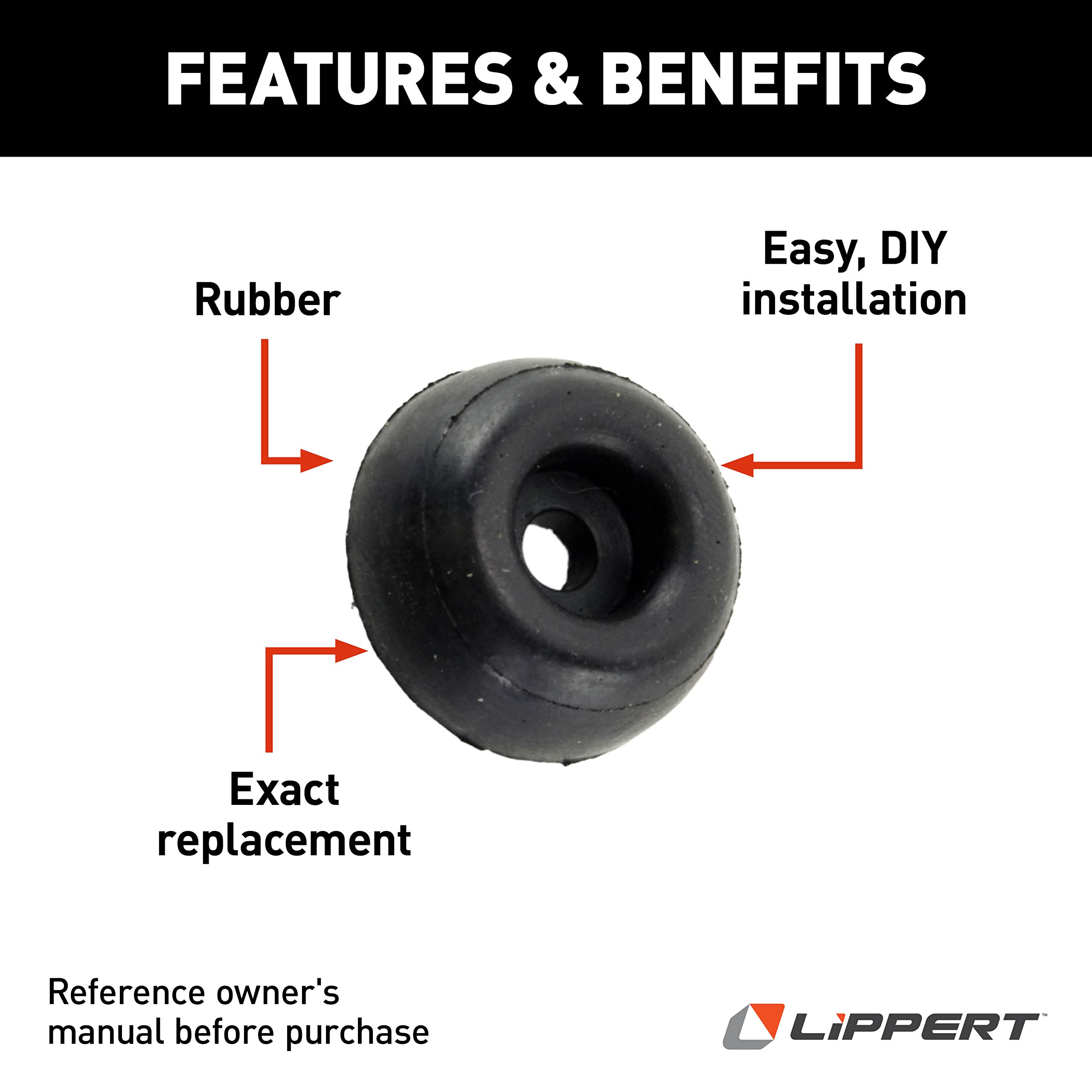 Lippert RV Entry Screen Door/Cargo Door Standard Replacement Rubber Bumper with Durable Plastic, Easy Installation - 201478