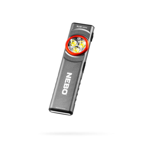 NEBO Mini SLIM Rechargeable Pocket Light | 250 Lumens, 2 Light Modes, Small Flashlight for EDC & Emergencies, Magnetic Base, Lightweight, Water Resistant & Durable, Includes Charging Cable