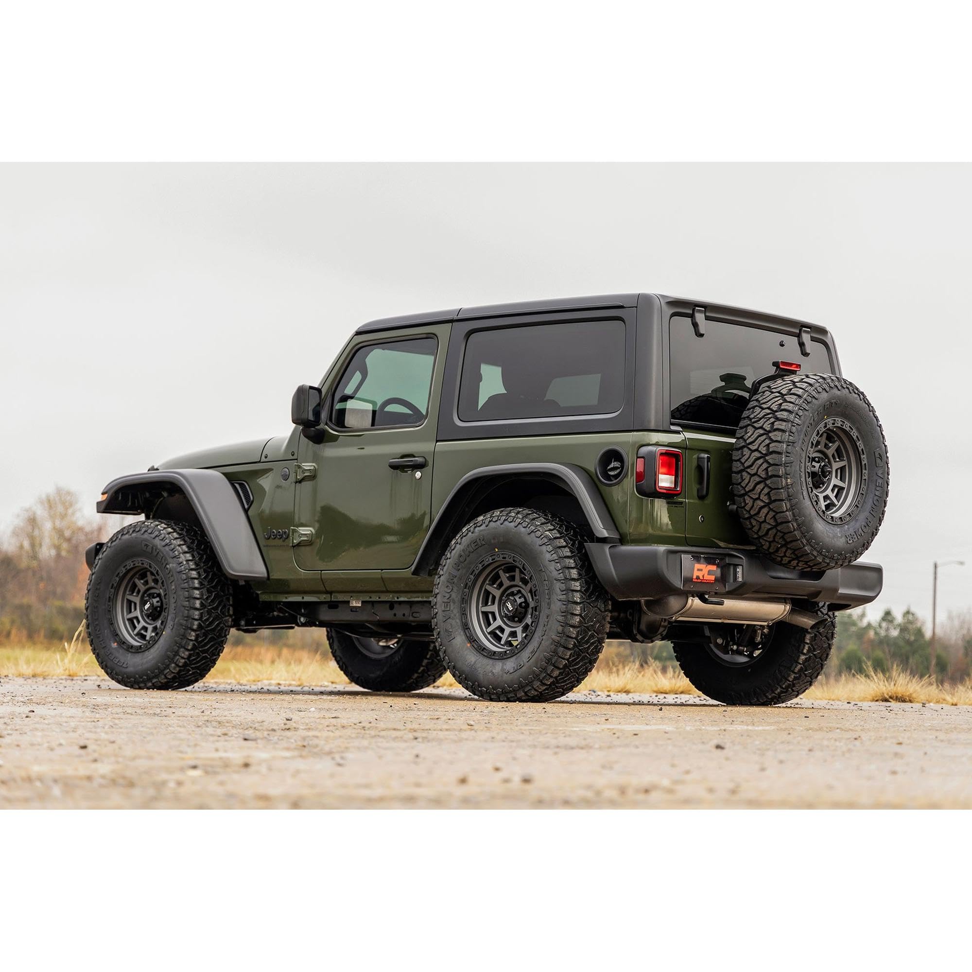 3.5 Inch Rough Country Lift Kit with N3 Shock Absorbers for Jeep Wrangler Rubicon JL 2-Door (2024-2025) - Includes Front & Rear Shocks, Control Arm Drop Brackets, Front Driveshaft, Lifted Coil Springs