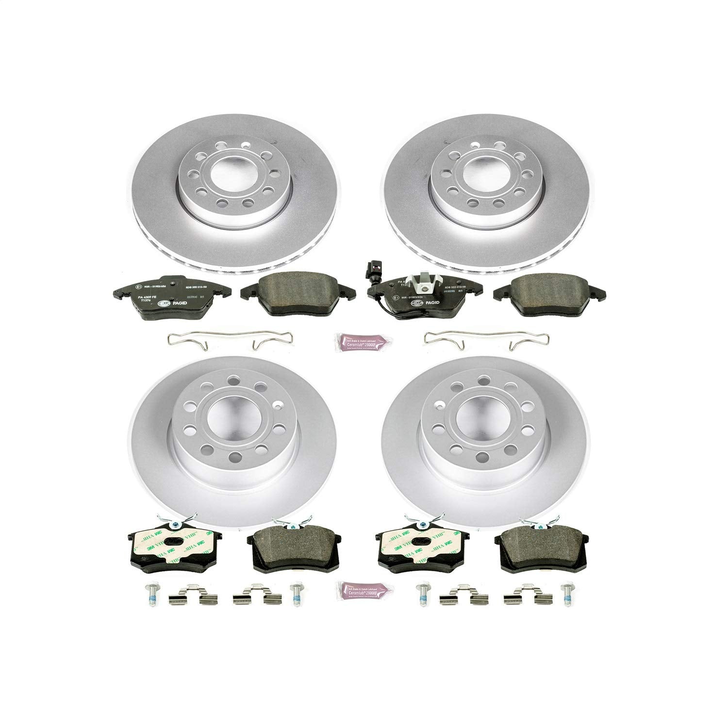 Power Stop ESK5749 Euro-Stop Front & Rear Brake Kit Audi Volkswagen For Audi A3 2010-2013, Volkswagen Beetle 2013-2019, Volkswagen Jetta 2012-2018 [Model Specific]