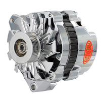 Alt GM CS130 Powermaster Chrome 105A 6 grv Pulley Offset Left MTG Side BAT Post 1-Wire or OE Hookup