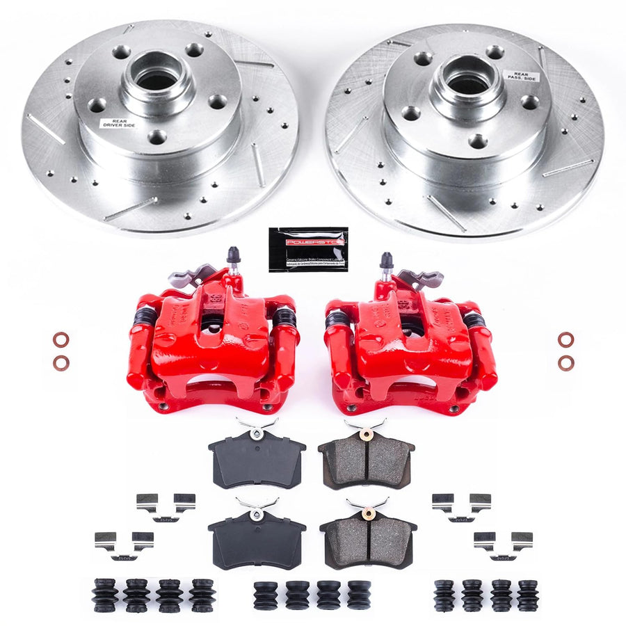 Z23 Evolution Power Stop KC513 Rear Brake Caliper Kit-Brake Rotors, Carbon-Fiber Ceramic Brake Pads, Calipers