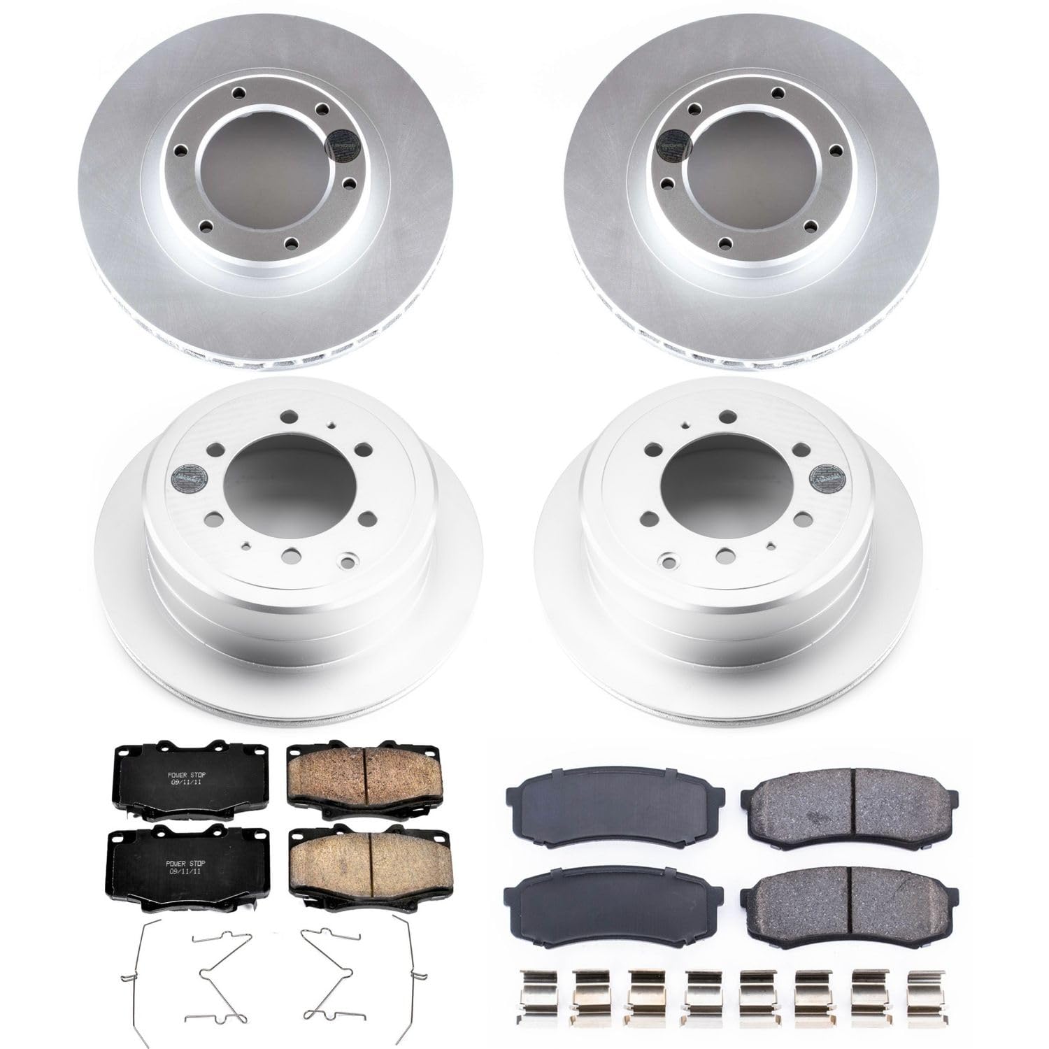 Power Stop CRK1155 Front and Rear Brake Kit- Coated Brake Rotors & Z17 Ceramic Brake Pads For Lexus LX450 1996-1997, Toyota Land Cruiser 1993-1997 [Model Specific]