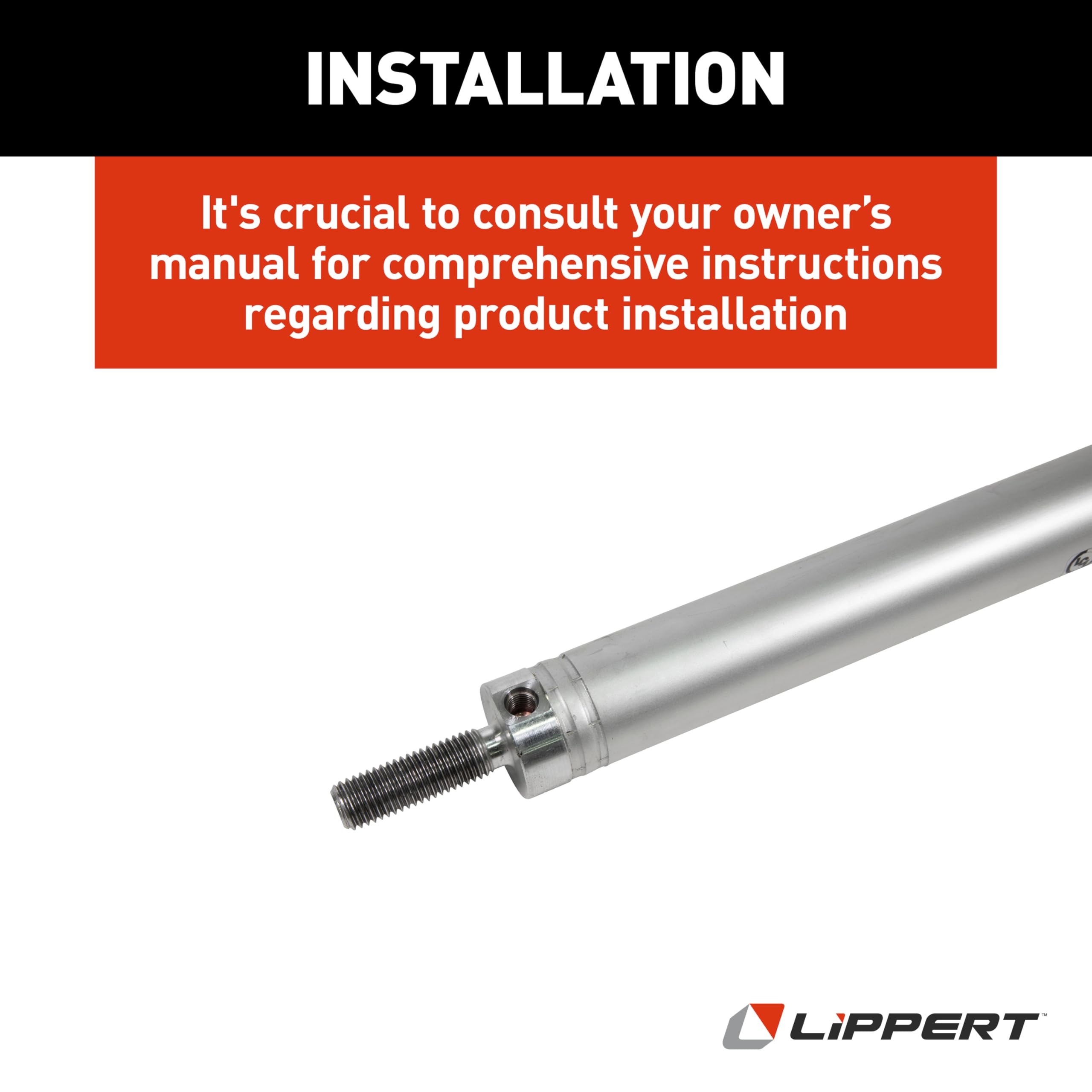 Lippert Hydraulic Cylinder Replacement 53" with 38" Stroke, 1-1/2" Bore, 3/4"-10 Thread for 5th Wheel RV, Travel Trailer, Motorhome Slide-Outs - 342328, Silver