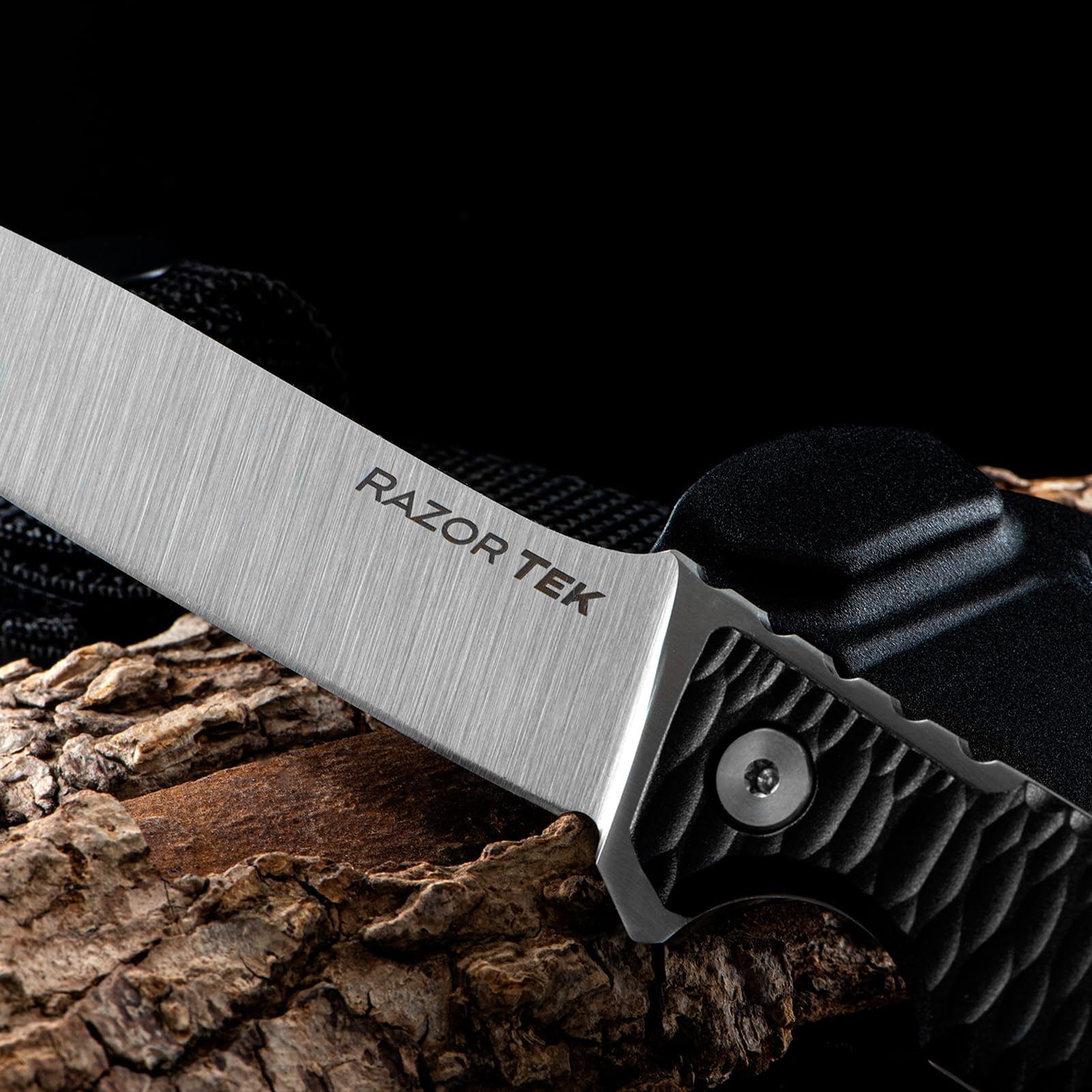 4" COLD STEEL Razor Tek Clip Point Fixed Blade EDC Outdoor Camping Hunting Utility Knife, 4" Ergonomic Textured Handle, Weather-Resistant Secure-Ex Sheath
