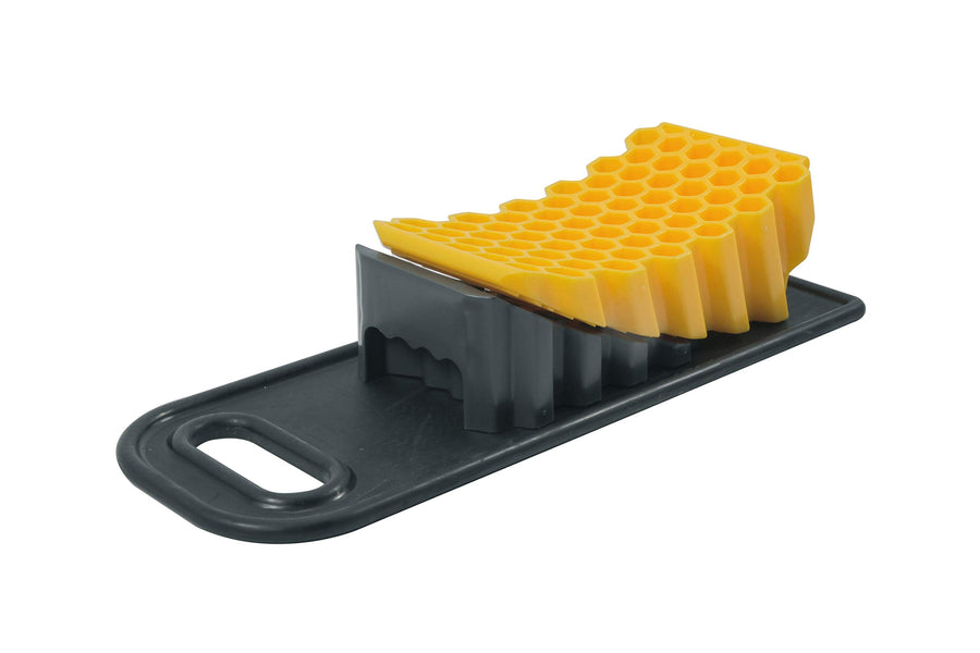Camco Non-Slip Base Pad for Camper/RV Curved Levelers and Wheel Chocks - Keeps RV Wheel Chocks & Curved RV Leveling Blocks from Shifting - Features Built-in Carry Handles - Crafted of Rubber (44426)