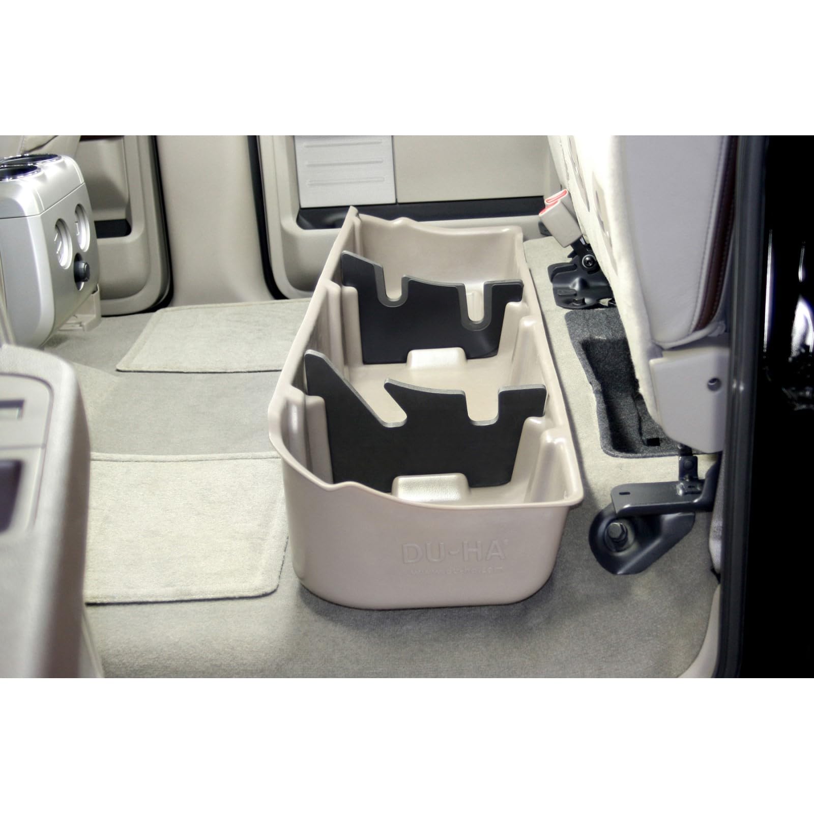 Under Seat Storage DuHa 20075 fits 2009-2014 F150 SuperCrew without Factory Subwoofer | Black Heavy-Duty Back Seat Organizer | Includes Dividers