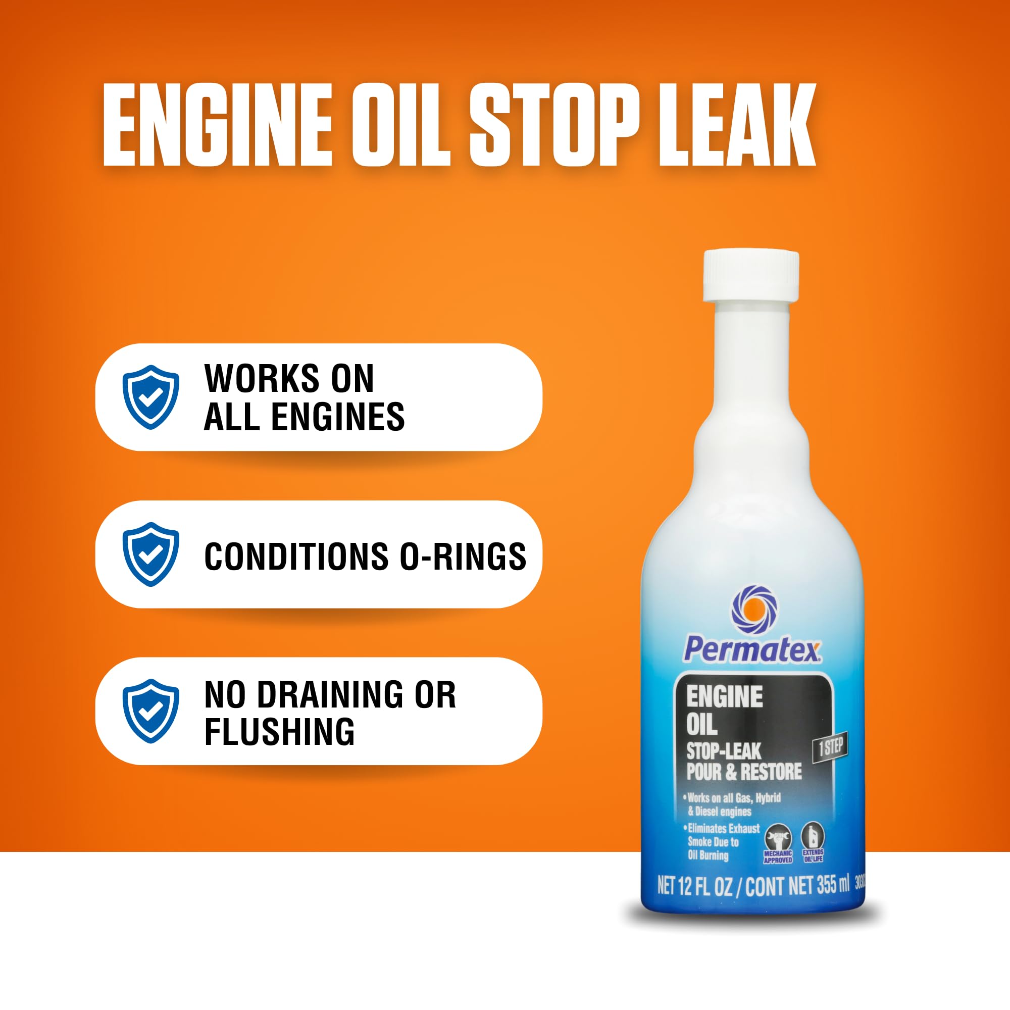 Permatex Engine Oil 30302 - Stop Leak, 12 fl oz, Effectively Stops and Prevents Oil Leaks and Burning Without Needing to Dismantle