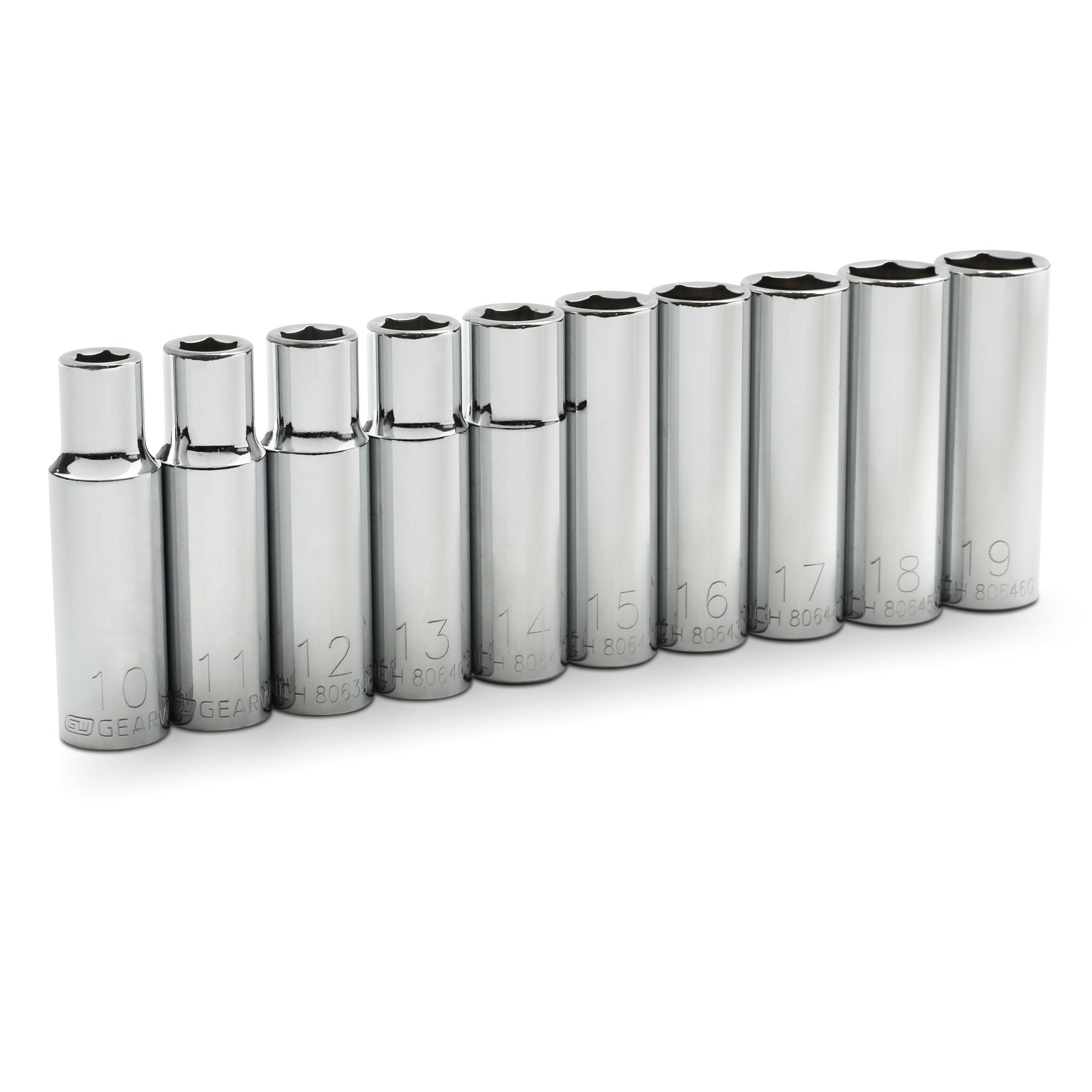 10 Pc. GEARWRENCH 1/2" Drive 6 Pt. Deep Socket Set, Metric - 80704