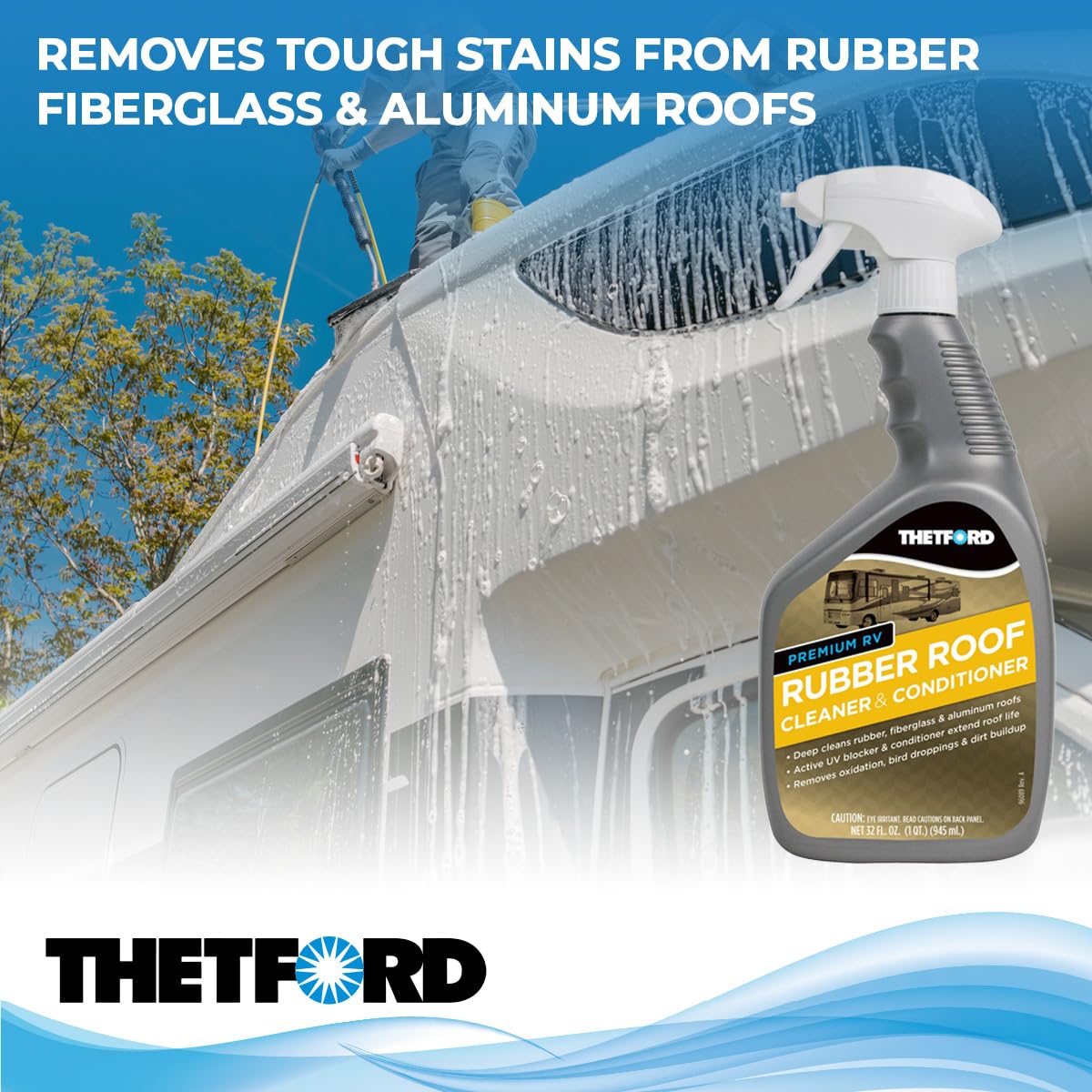 Thetford Premium 32512 RV Rubber Roof Cleaner and Conditioner-32, 32 fl. oz