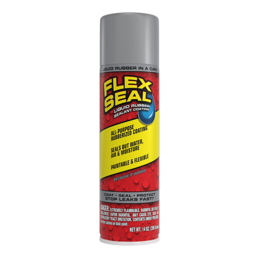 Flex Seal, 14 oz, Gray, 1-Pack, Waterproof Rubber Spray On Sealant Coating, Stop Leaks Instantly, Perfect for Gutters, Wood, RV, Campers, Roof Repair, Skylights, Windows, and More