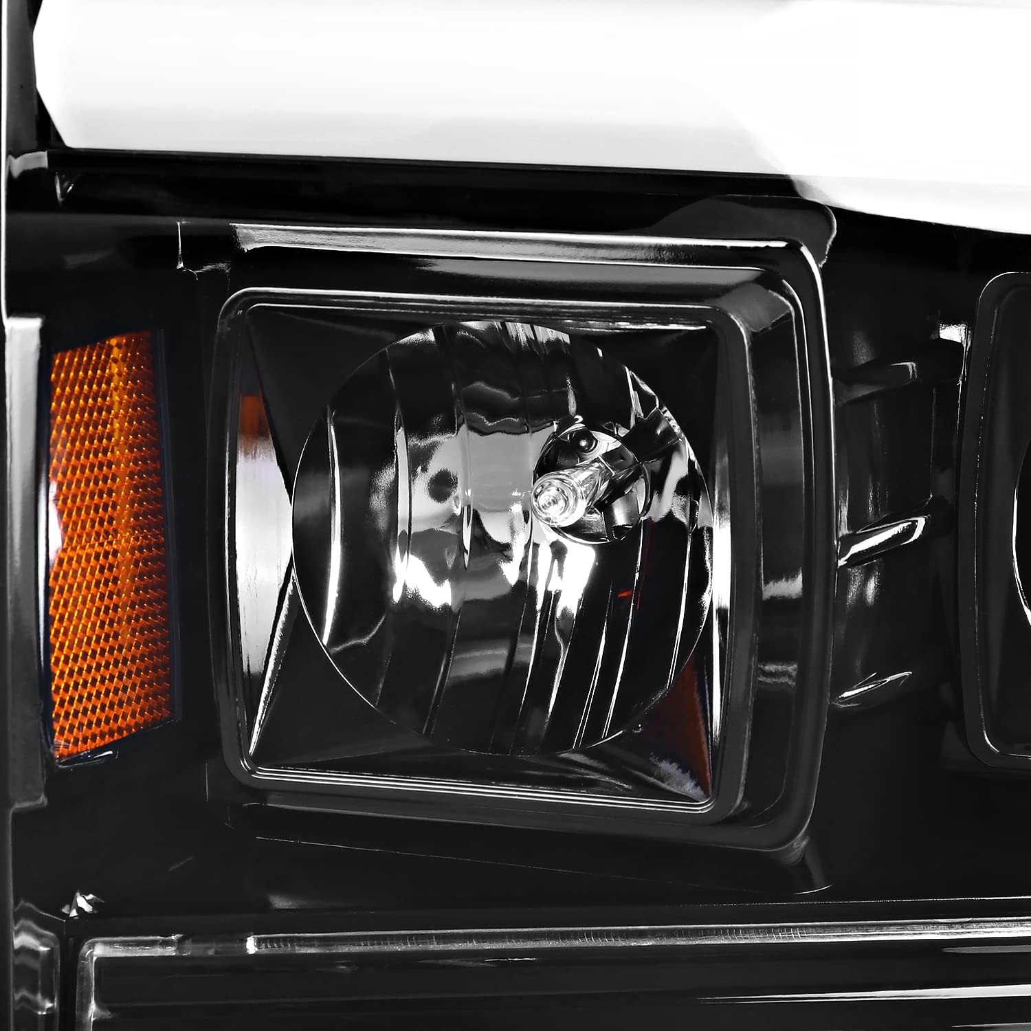 Jet Black SPEC-D TUNING Projector Headlights w/LED Tube Compatible with 1999-2004 Ford F-250, F-350, F-450 SuperDuty, Left + Right Pair Headlamps Assembly