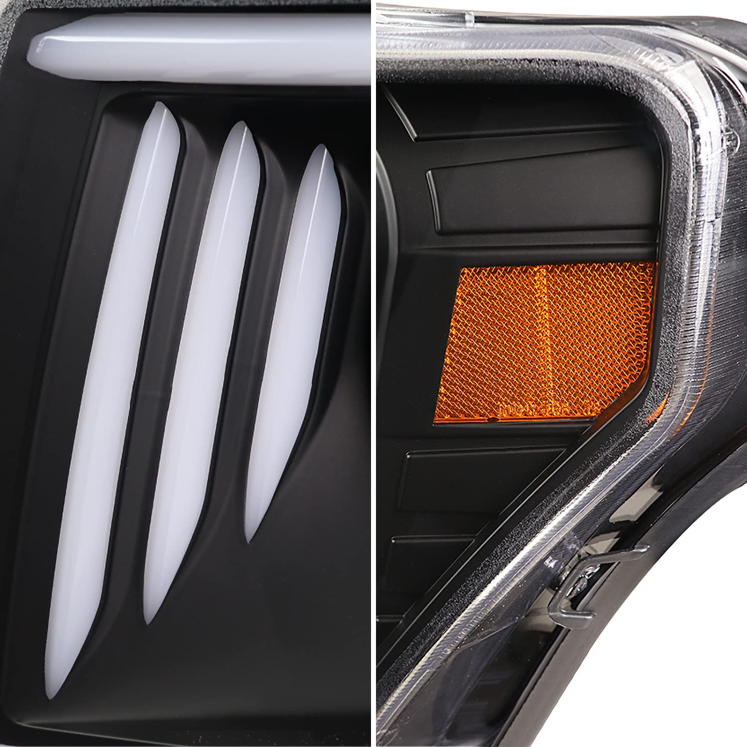 Black SPEC-D TUNING Projector Headlights w/LED Tube Compatible with 2009-2014 Ford F150, Left + Right Pair Headlamps Assembly