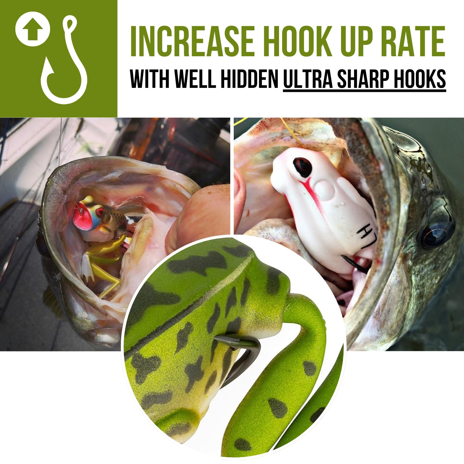 Frog Fishing Lure Lunkerhunt for Bass Fishing | Popping Frog 1/4 oz | Topwater Fishing Bait with Weedless Hooks, Hollow Body (Green Tea)