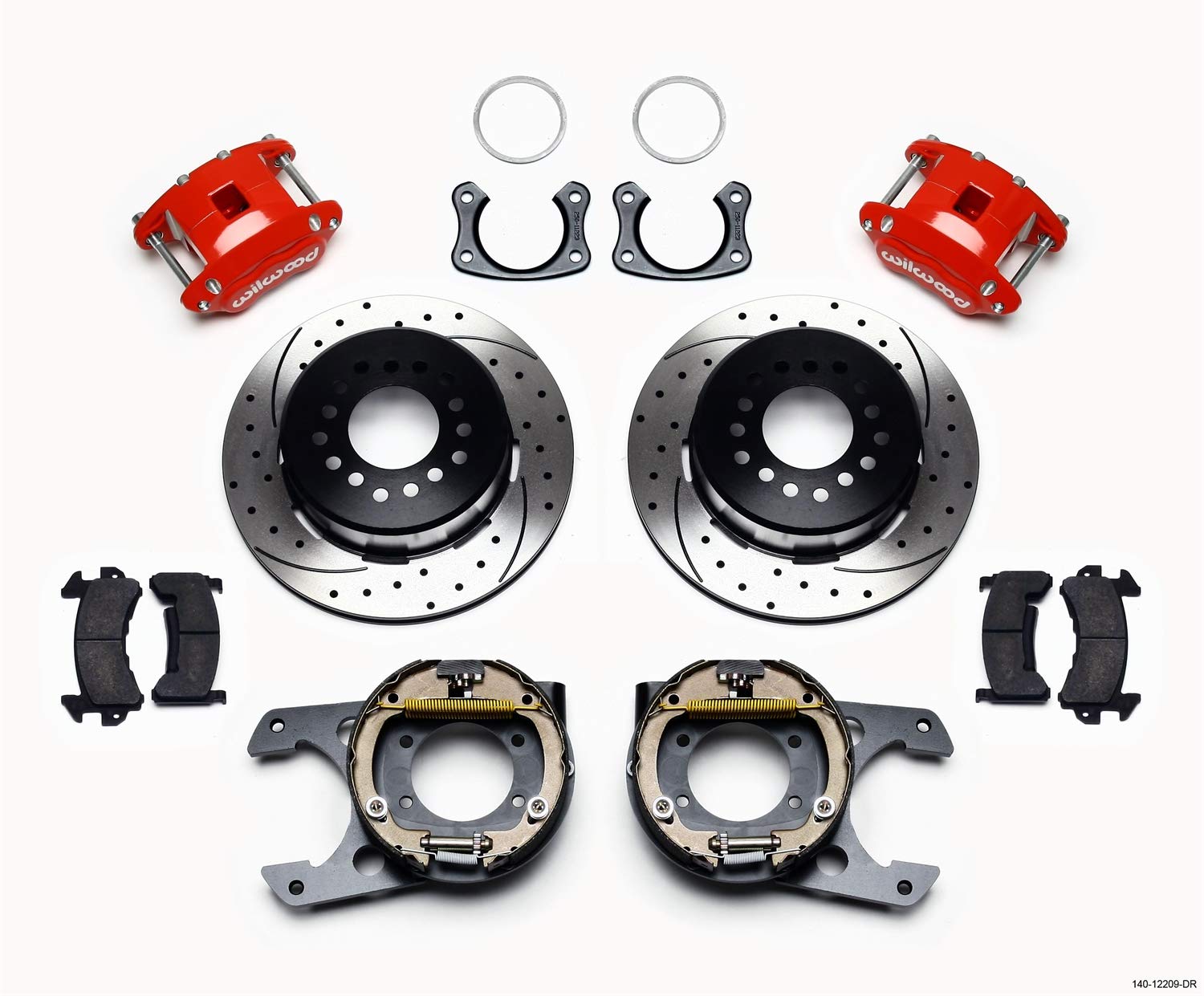 WILWOOD 140-12209-DR P/S D154 P-B Kit, Drilled-Red New Big Ford 2.50" Offset
