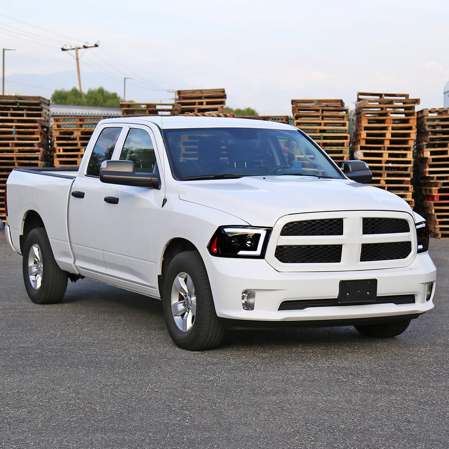 Black Smoke SPEC-D TUNING Projector Headlights Sequential Switchback LED Signal Compatible with 2009-18 Dodge RAM 1500/2500/3500, 2019-24 Dodge RAM 1500 Left + Right Pair Headlamps Assembly