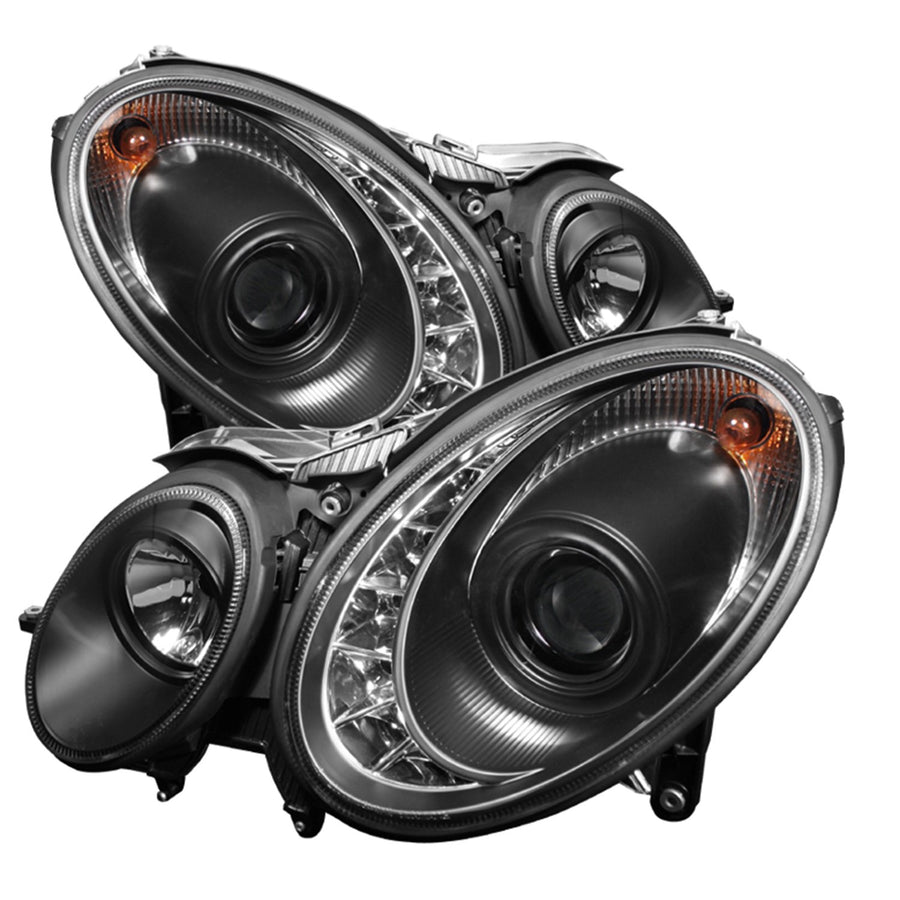 Mercedes Benz E-Class 07-09 Spyder 5029379 Projector Headlights - Halogen Model Only (Not Compatible With Xenon/HID Model) - DRL - Black - High H7 (Included) - Low H7 (Included)