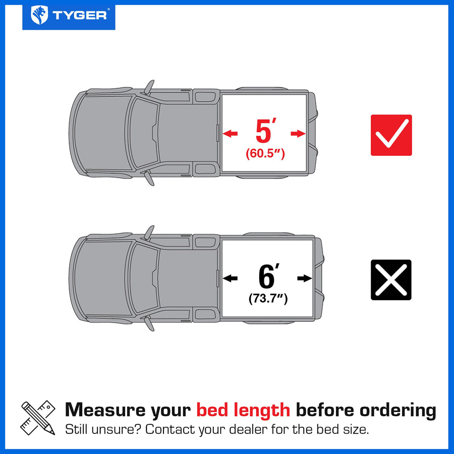 Tonneau Cover Tyger Auto T3 Soft Tri-fold Compatible with 2023 Chevy Colorado GMC Canyon | 5'1" (61") Bed | TG-BC3C1201