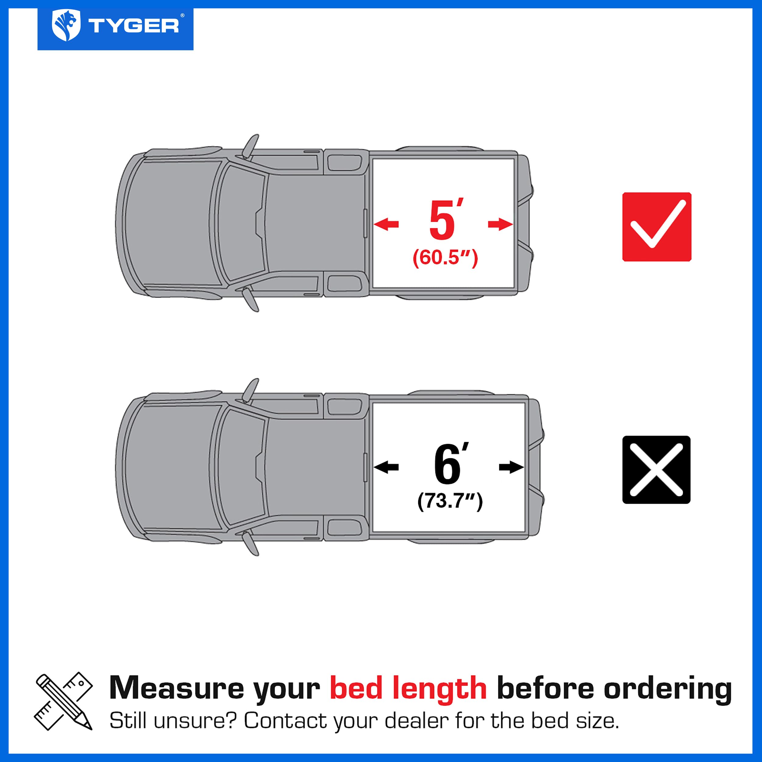 Tyger Auto T3 Soft Truck Bed Tri-fold Tonneau Cover Compatible with 2023-2026 Chevy Colorado GMC Canyon | 5'1" (61") Bed | TG-BC3C1206