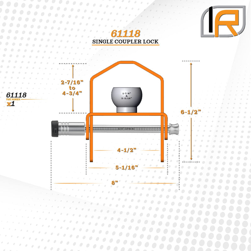 Trailer Coupler Lock InfiniteRule Security 61118 for 1-7/8", 2", & 2-5/16" Ball