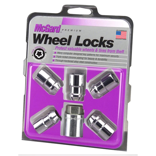 Cone Seat McGard Wheel Locks Chrome (M12 x 1.5 Thread Size) - Set of 5, 5 Locks / 1 Key