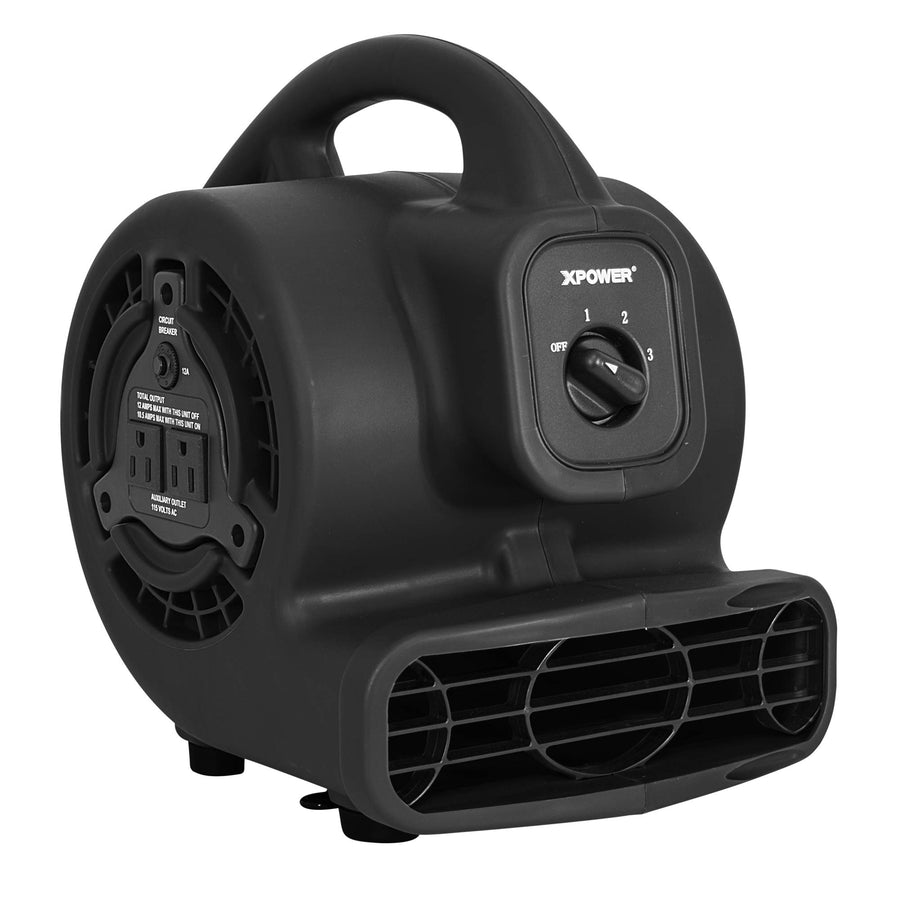 Mini Mighty XPOWER P-80A 138 W 600 CFM Centrifugal Air Mover, Carpet Dryer, Floor Fan, Blower, Stackable, Daisy Chain, for Water Damage Restoration, Janitorial, Plumbing, Home Use, Black
