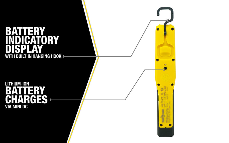 400 Lumen Yellow Jacket LED Rechargeable Handheld Task Light with Magnetic Base and Hang Hook, HHL1040R