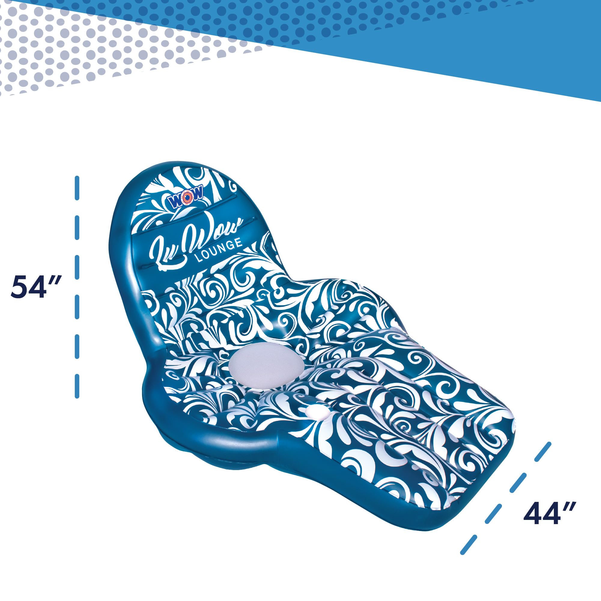 WOW Sports - Pool Float For Adults - Inflatable Lounge - Floating Pool Chair Comfotable Lounge