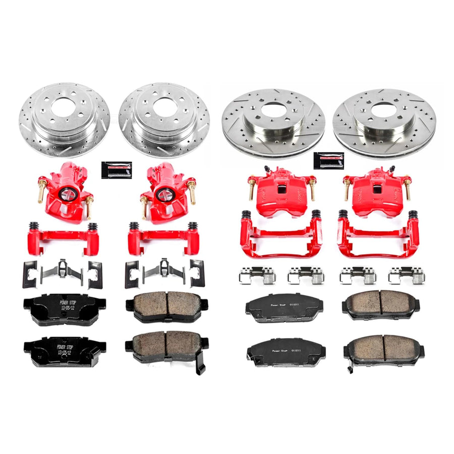 Power Stop 1-Click Performance Brake Kit with Caliper For Acura Integra 1994-2001, Honda Civic KC693 1993-1995 [Model Specific]