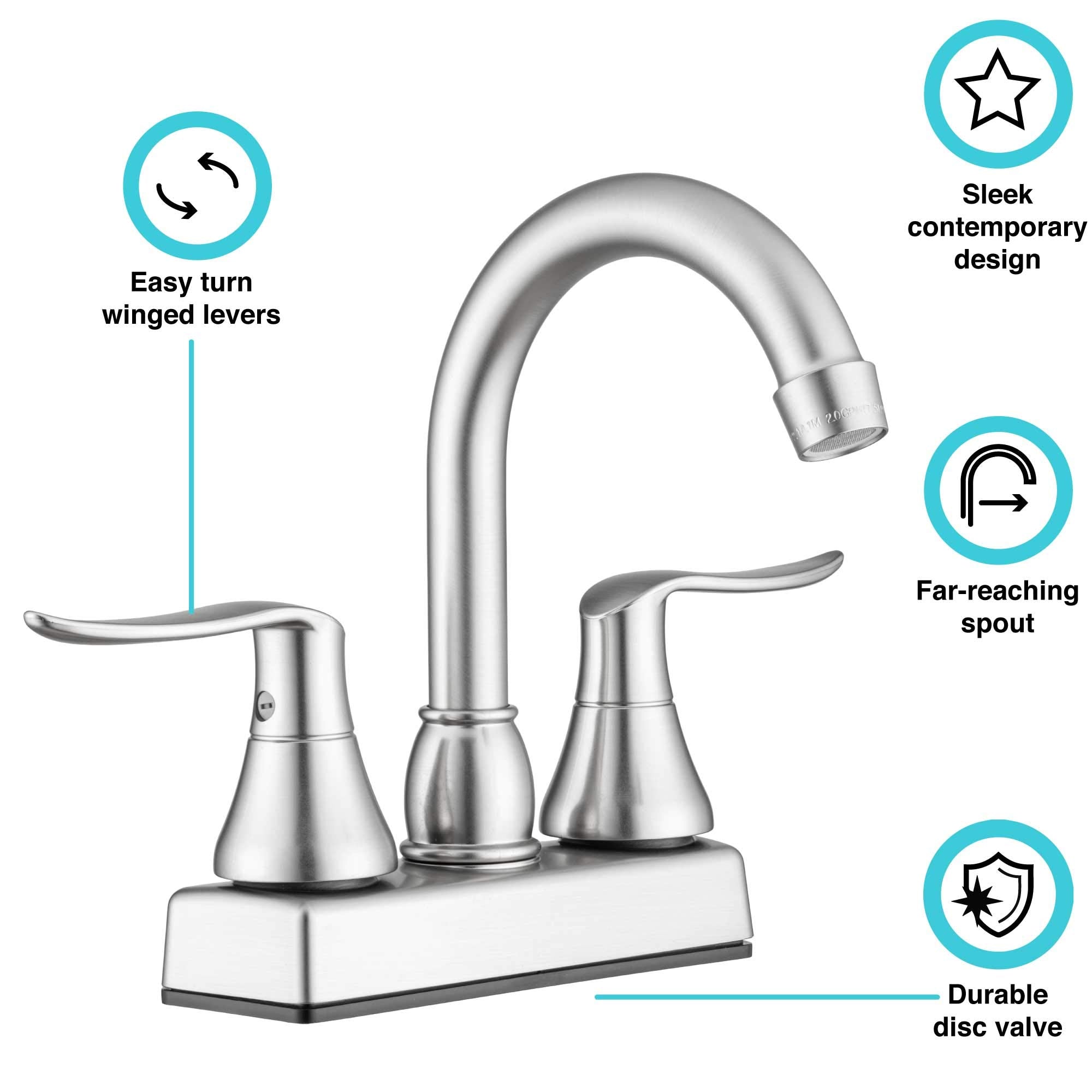 RV Swivel Bar Faucet Dura Faucet (DF-PB155LH-SN) with Classical Levers - Brushed Satin Nickel