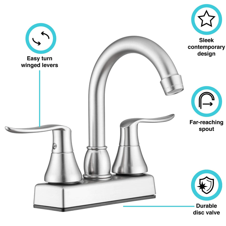 RV Swivel Bar Faucet Dura Faucet (DF-PB155LH-SN) with Classical Levers - Brushed Satin Nickel