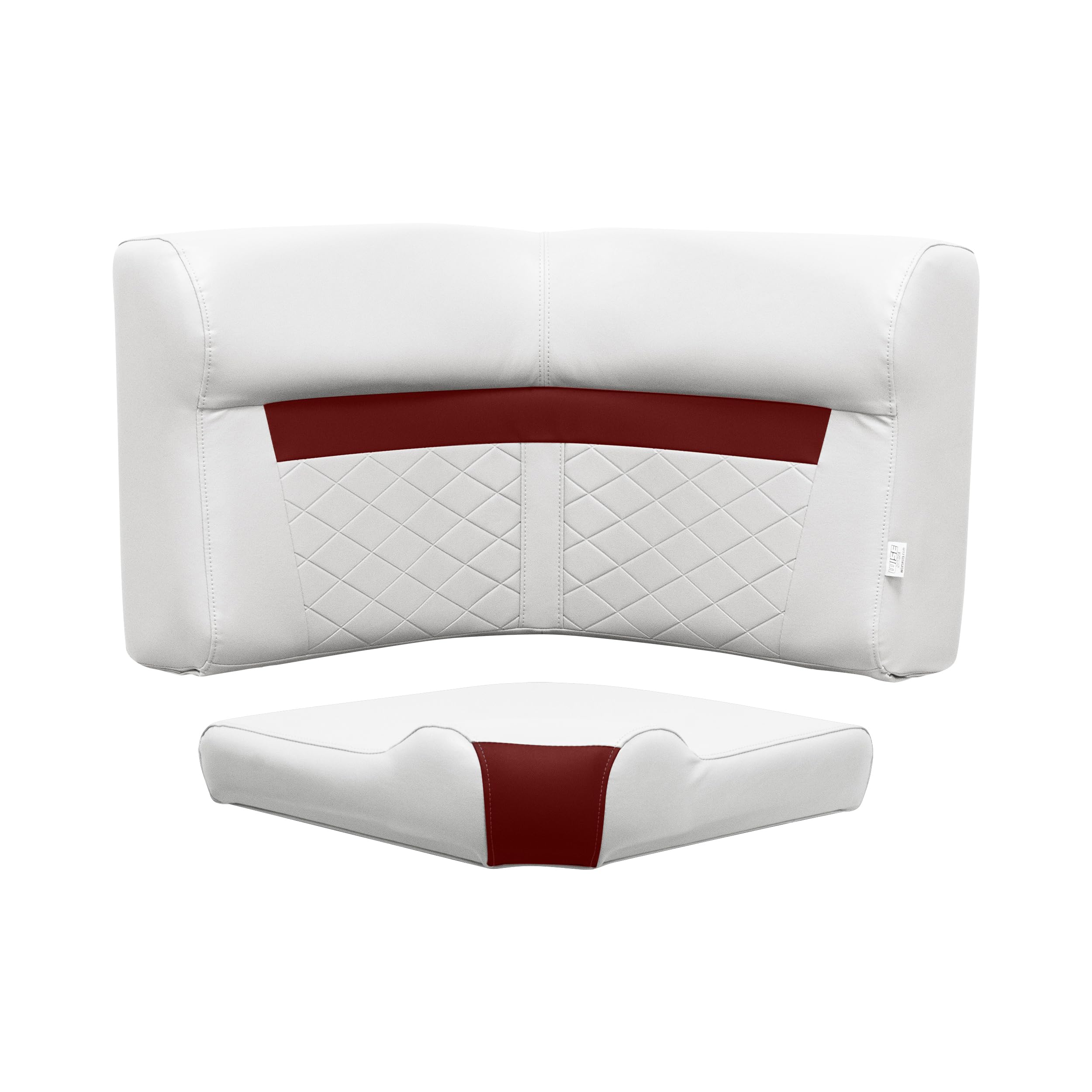 DLX Series Wise DLX133-1906 Pontoon Corner Cushion Set - White/Crimson Red
