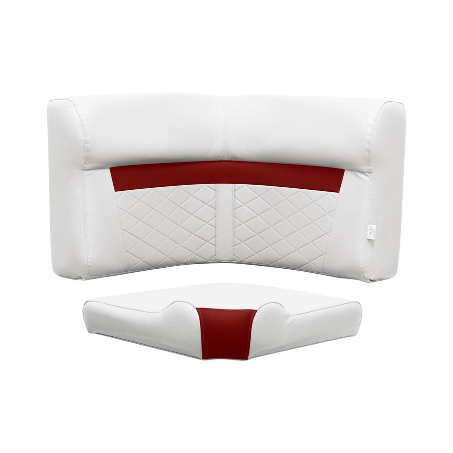 DLX Series Wise DLX133-1906 Pontoon Corner Cushion Set - White/Crimson Red
