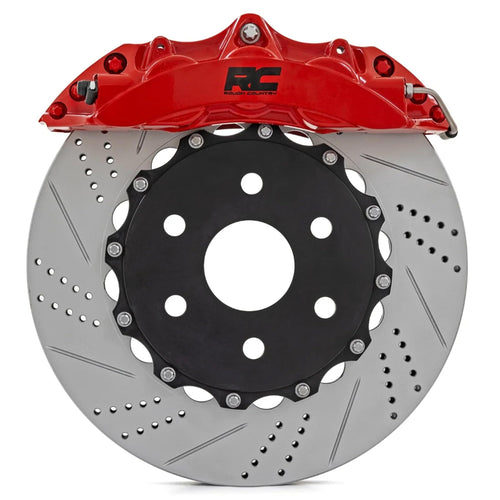 Rough Country Performance Front Brake Kit for Jeep Wrangler JL & Unlimited (2018-2025) - 6-Piston Calipers, Drilled & Slotted Rotors, Stainless Steel Lines, Heavy-Duty Upgrade