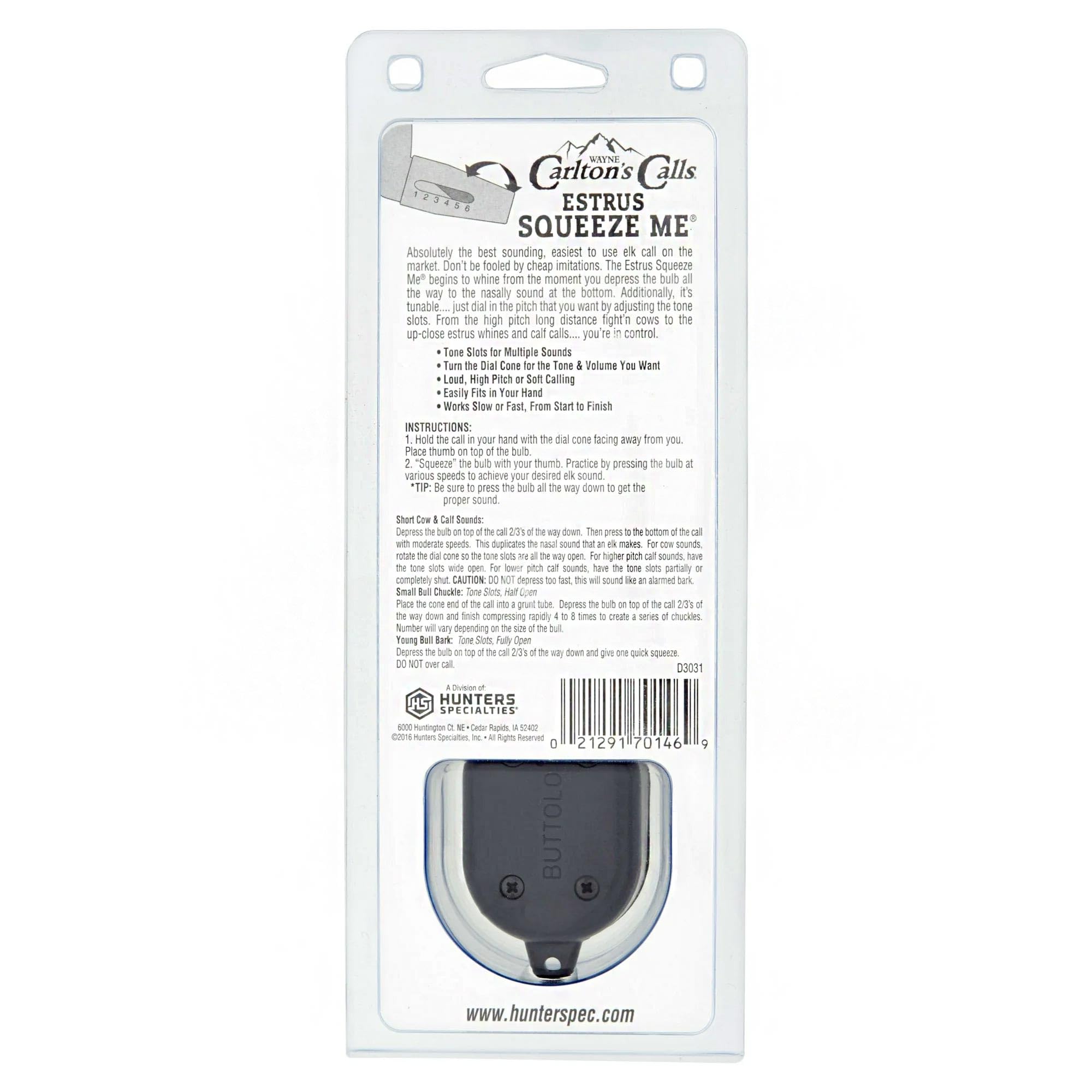 Estrus Squeeze Me Hunters Specialties Elk Cow Call - High-Pitched Long-Distance Elk Cow Hunting Call
