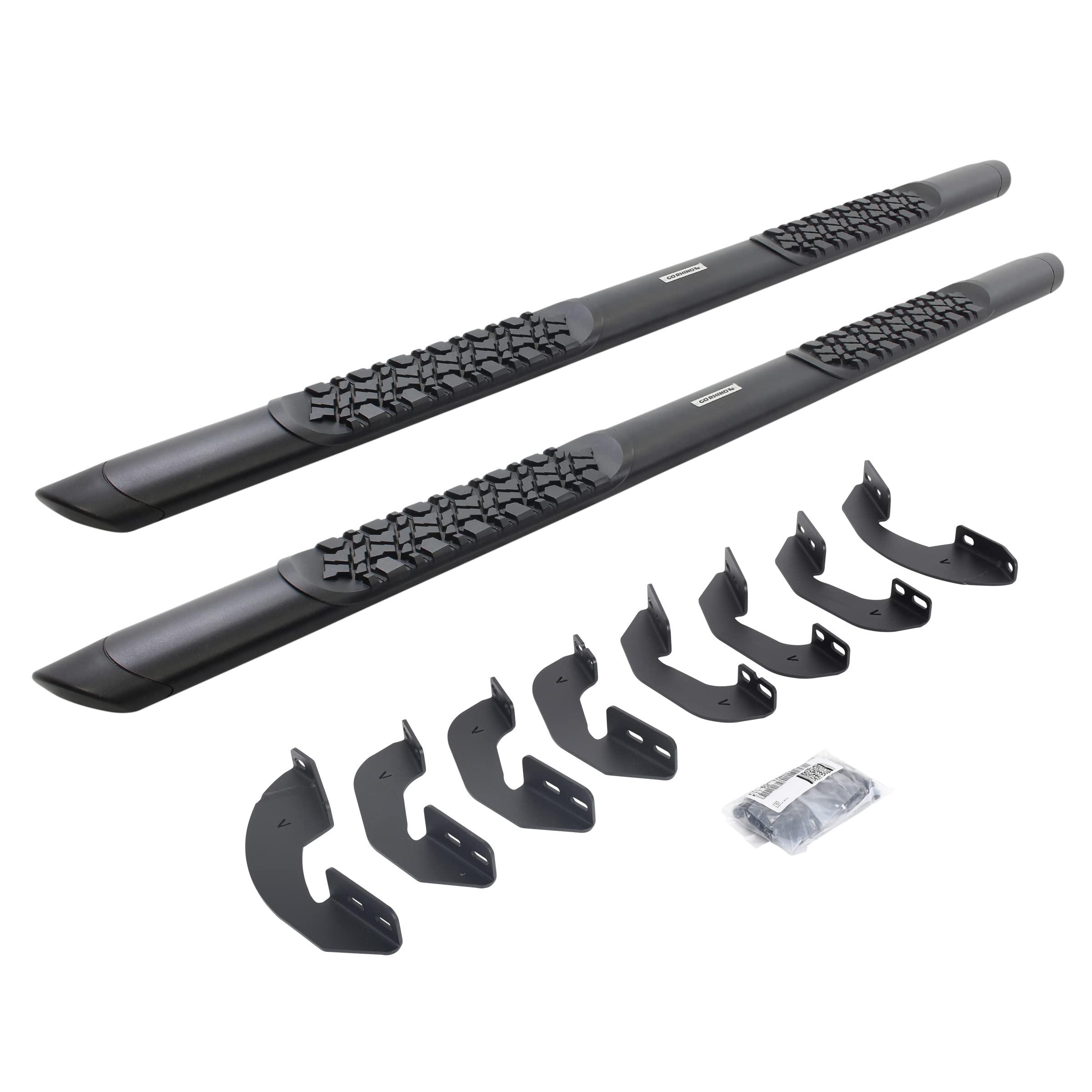 V-Series V3 Go Rhino 5" Side Steps & Mounting Brackets | Aluminium, Textured Black | V3441580T | Fits 2007-2021 Toyota Tundra Double Cab Pickup