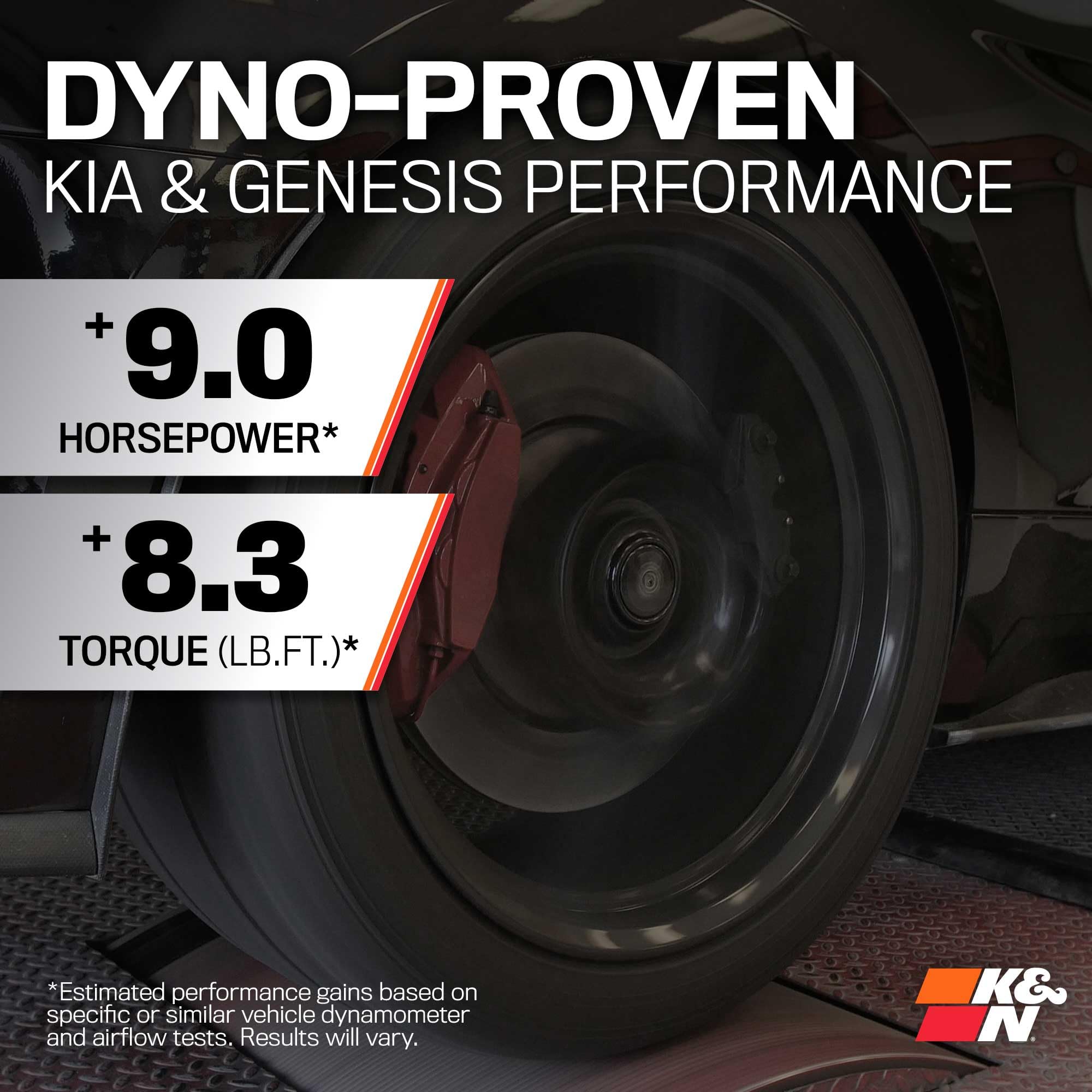 Cold Air Intake System K&N: High-Flow Air Filter, Increase Performance & Acceleration: Compatible with 2018-2025 Genesis/Kia G70, Stinger, 69-5318TS