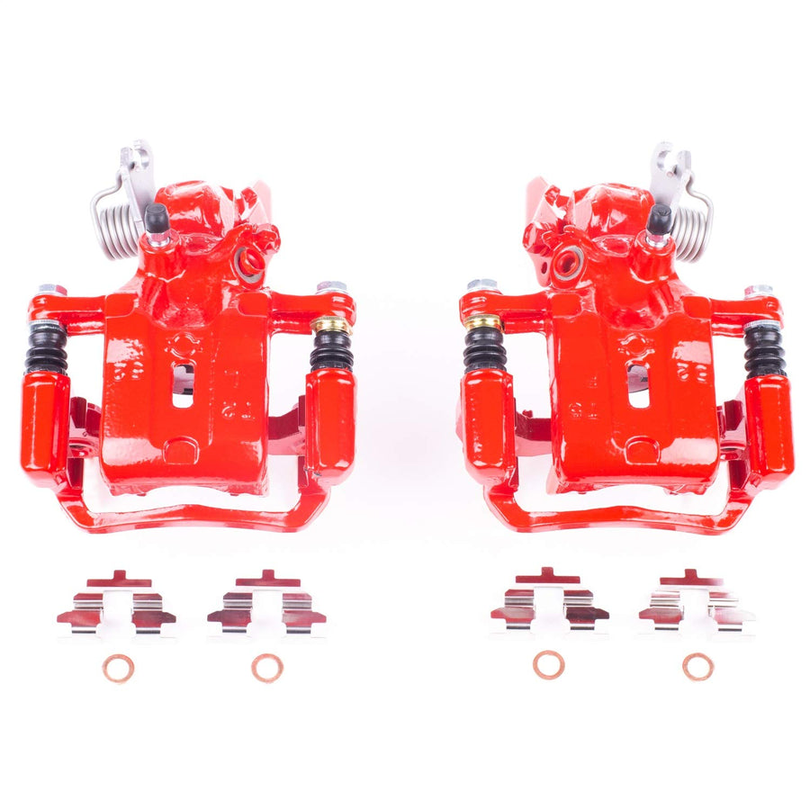 Power Stop S2626B Rear Pair of High-Temp Red Powder Coated Calipers For INFINITI G20 2002, Nissan Sentra 2002-2006 [Model Specific]