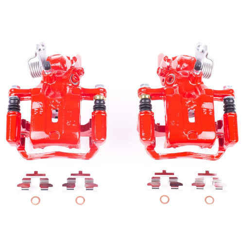 Power Stop S2626B Rear Pair of High-Temp Red Powder Coated Calipers For INFINITI G20 2002, Nissan Sentra 2002-2006 [Model Specific]