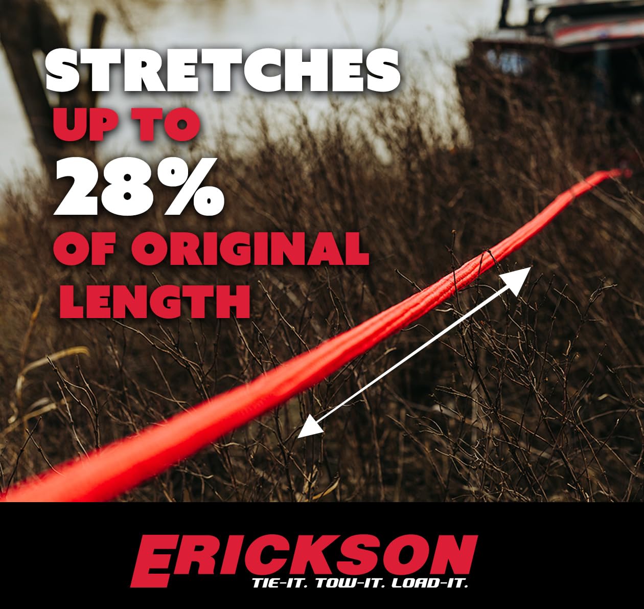 Kinetic Rope ERICKSON 59401, 3/4 inch x 20 ft, 16,700 lb Breaking Strength, Red