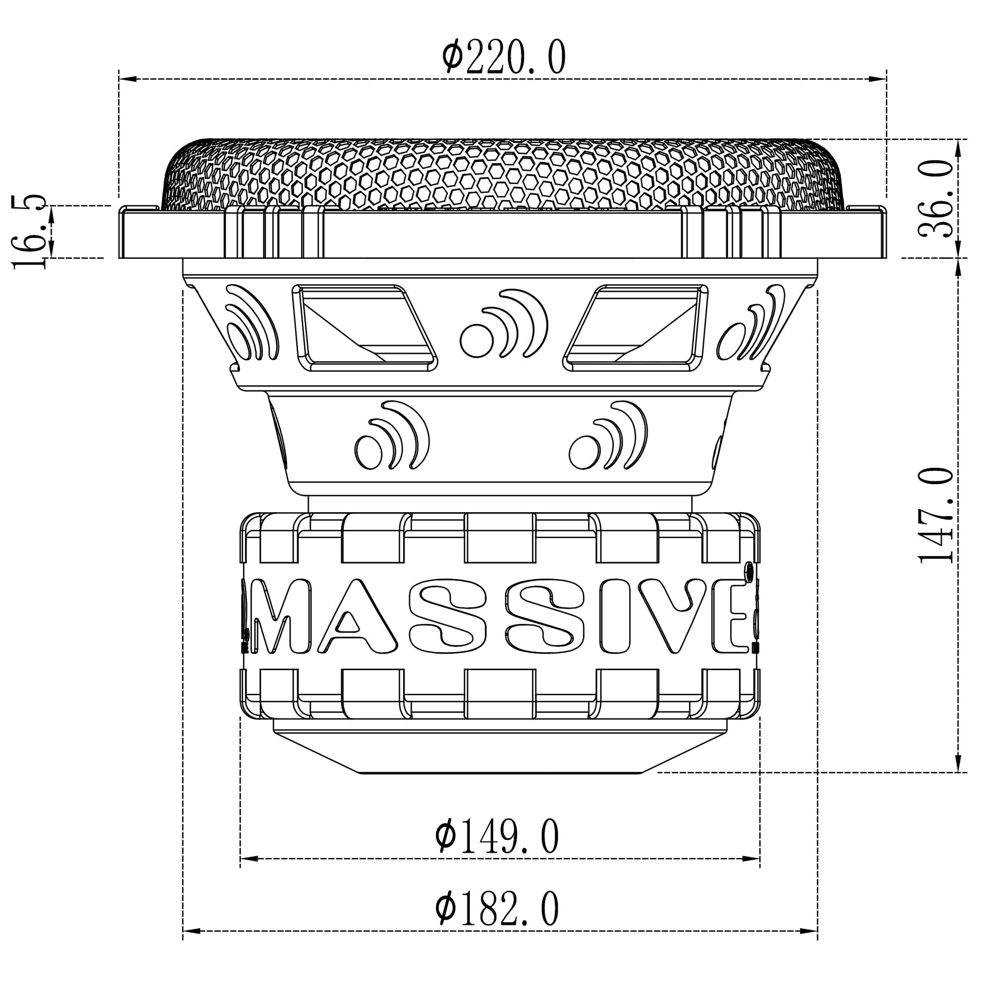 GTR84 Massive Audio 8" 600 Watts RMS / 1200w MAX Dual 4 Ohm Subwoofer with Grill